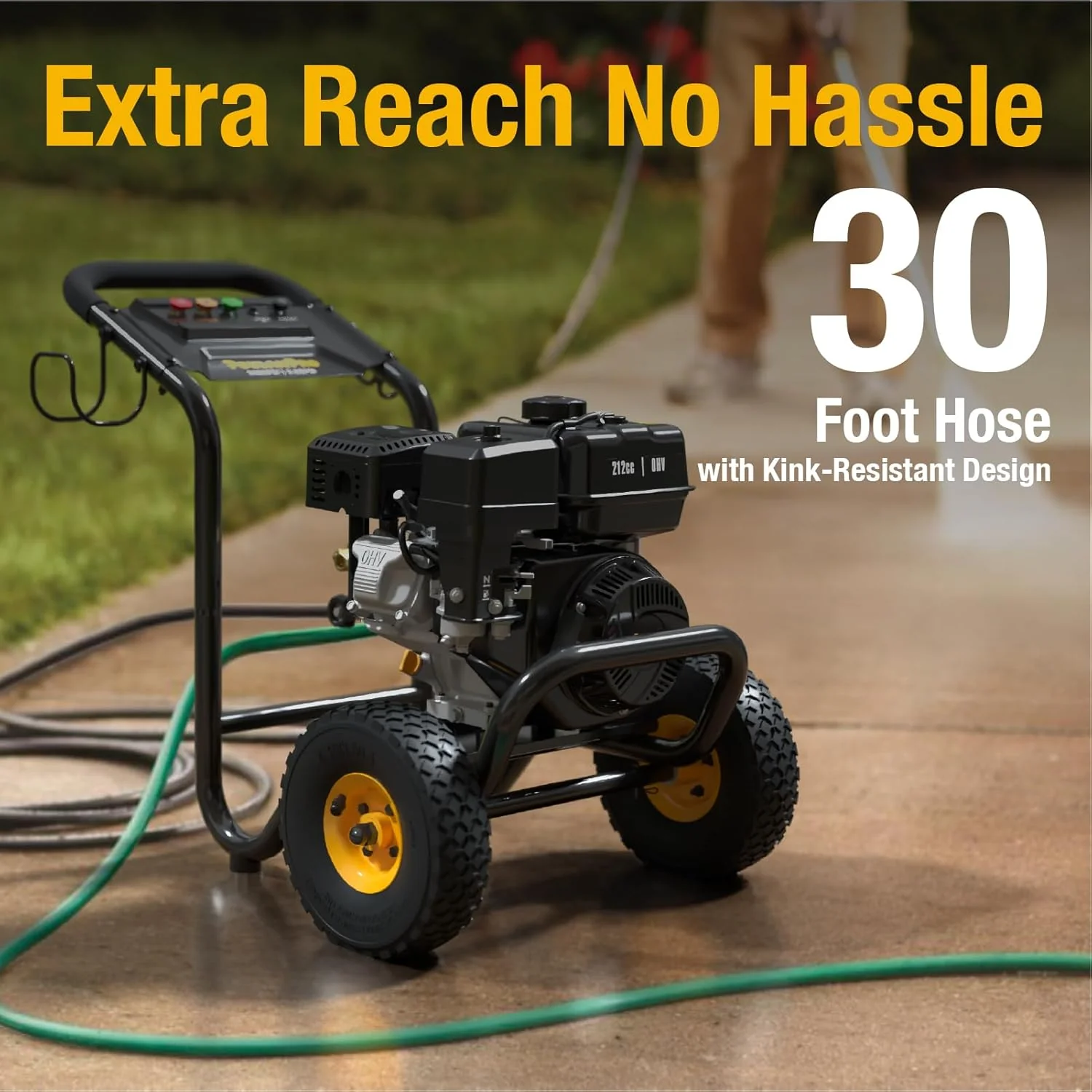 Poulan Pro Gas Pressure Washer 3400 PSI 2.6 GPM 212cc 4-Cycle With 30ft Hose, 21 Inch Lance, 5 Nozzles - Image 4 Poulan Pro Gas Pressure Washer 3400 PSI 2.6 GPM 212cc 4-Cycle With 30ft Hose, 21 Inch Lance, 5 Nozzles - Image 4