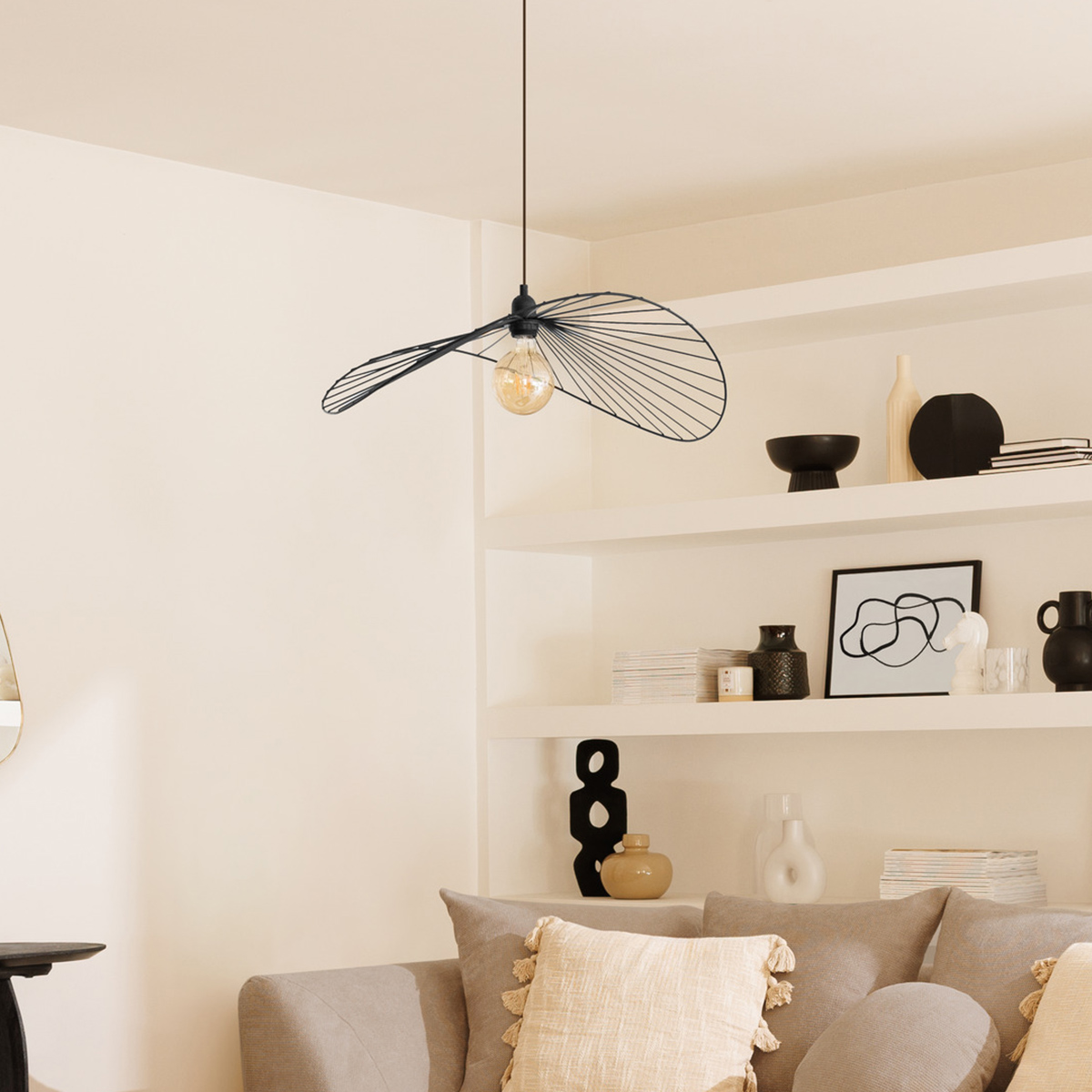 Pendant Light "Adelia" Black metal, D.58 cm