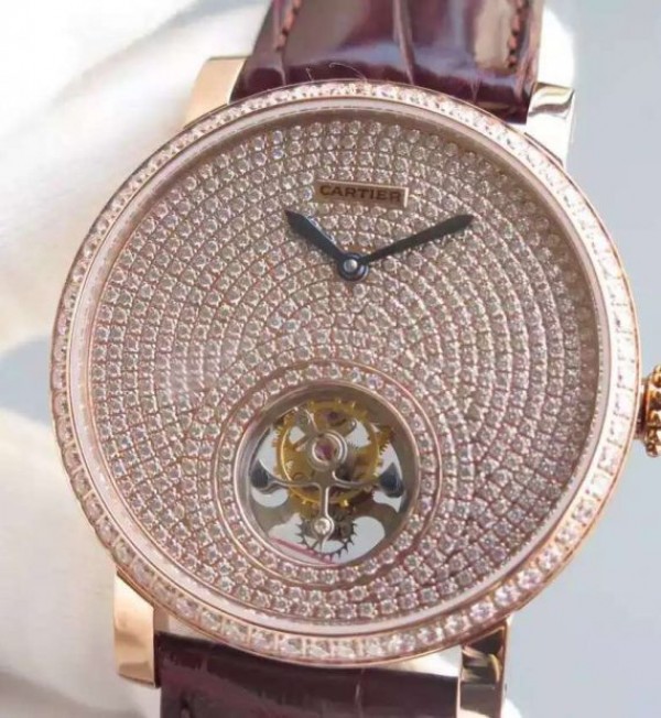 Replica Cartier Rotonde De Cartier Tourbillon RG Full Diamonds - Elite Watch Atelier