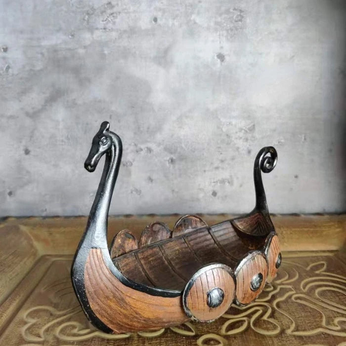 DragonSail Antiek Viking Schip Organizer - Handgemaakte Details en Klassieke Afwerking - Ideaal voor Diverse Toepassingen