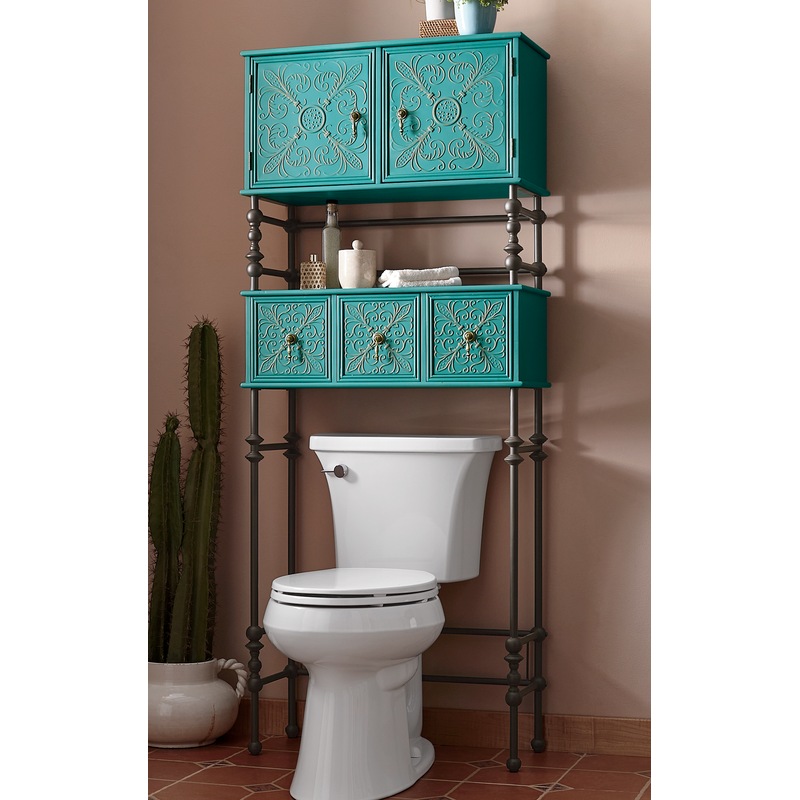 Embossed Floral Over-the-Toilet Bathroom Space Saver - MIDNIGHT VELVET CATALOG