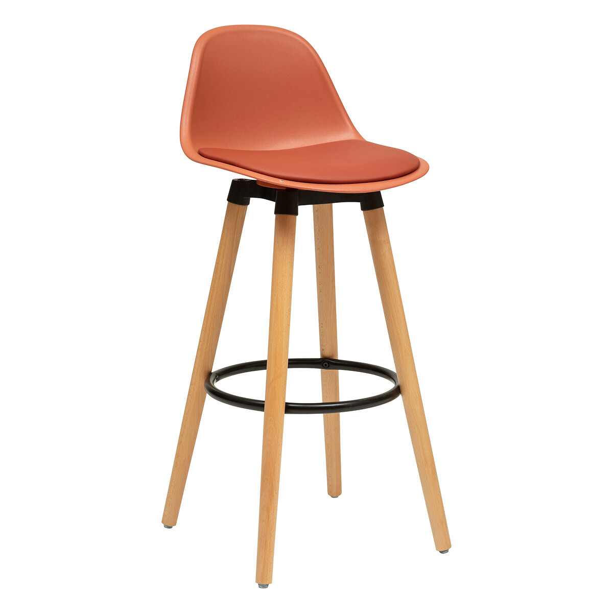 Bar chair "Maxon" Beech & metal, terracotta pink