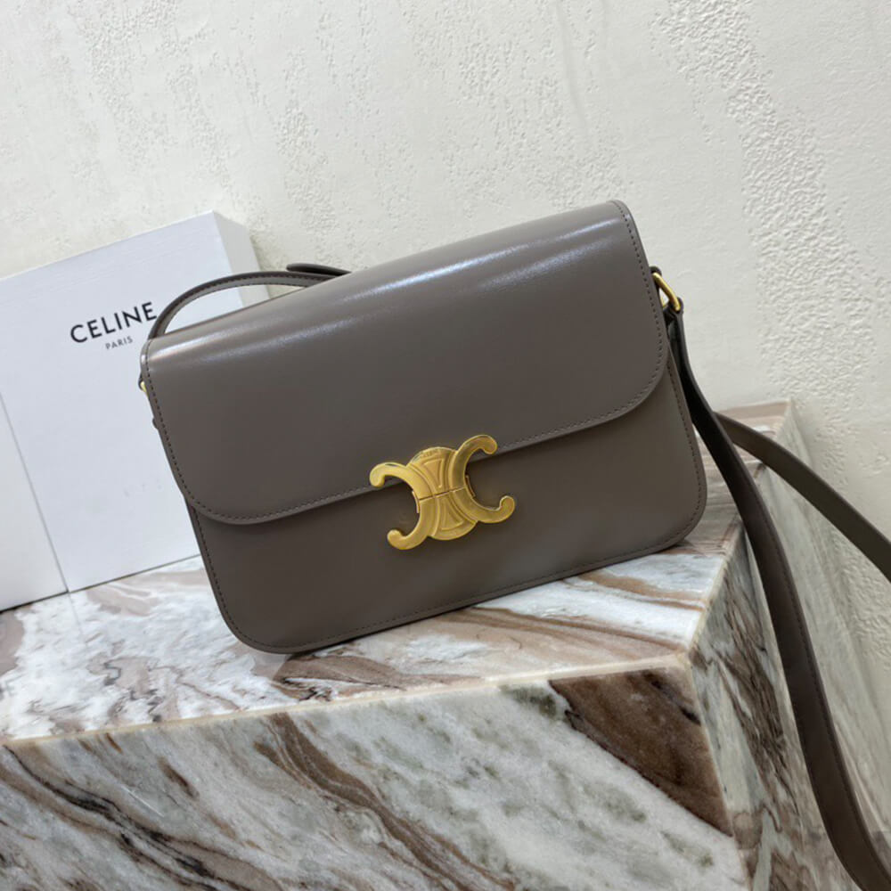 CELINE CLASSIQUE TRIOMPHE BAG in shiny calfskin(HIGH-END GRADE)1:1High-quality replica