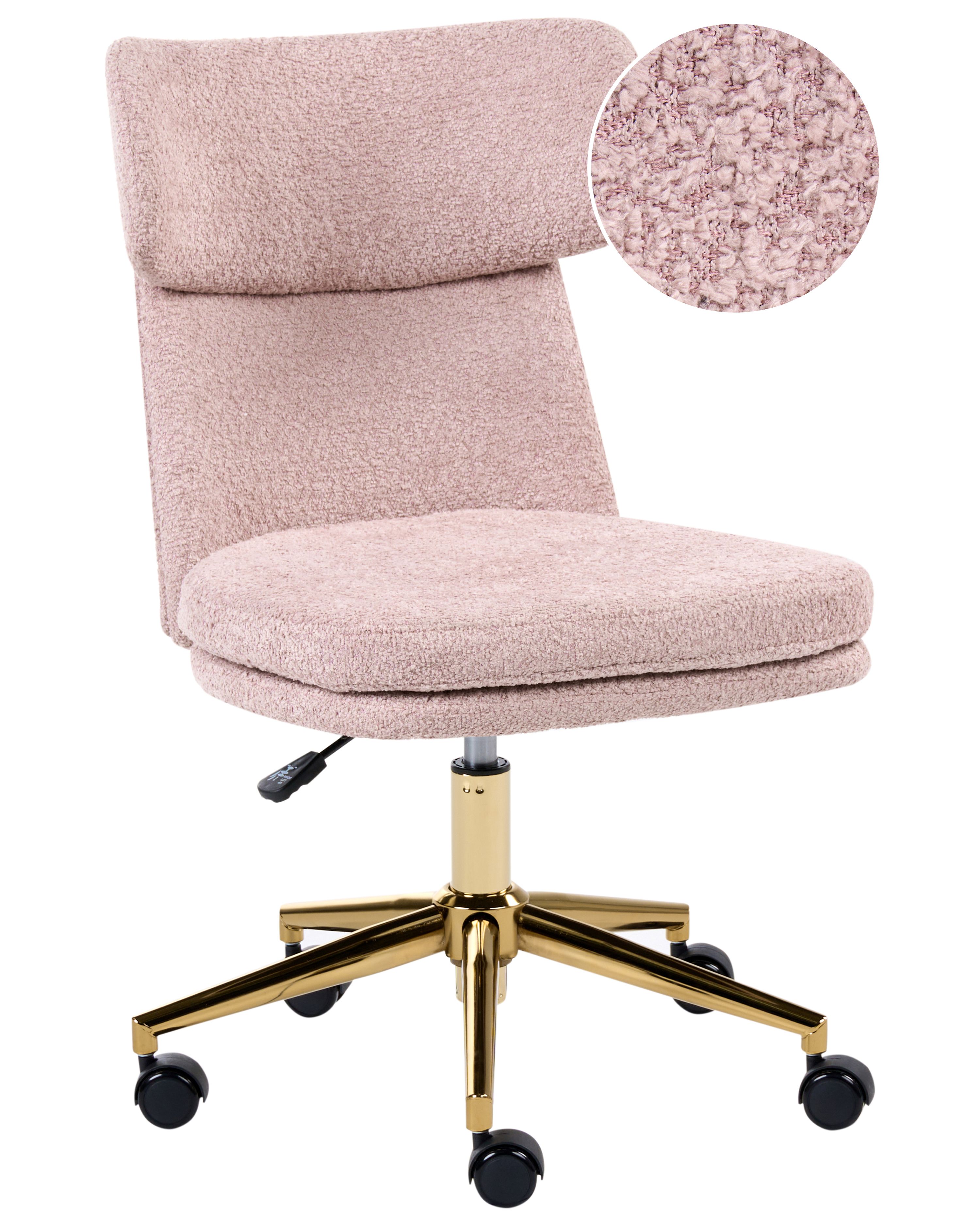 Desk Chair GRANBY Boucle Pastel Pink