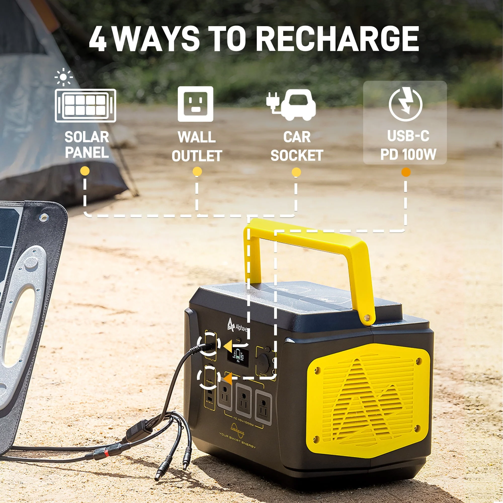 AlphaESS Portable Power Station 1000W, 1036Wh Solar Generator with 1000W AC Outputs (2000W Peak), Backup Power for Outdoor Camping, Home Use, Emergency - Image 4