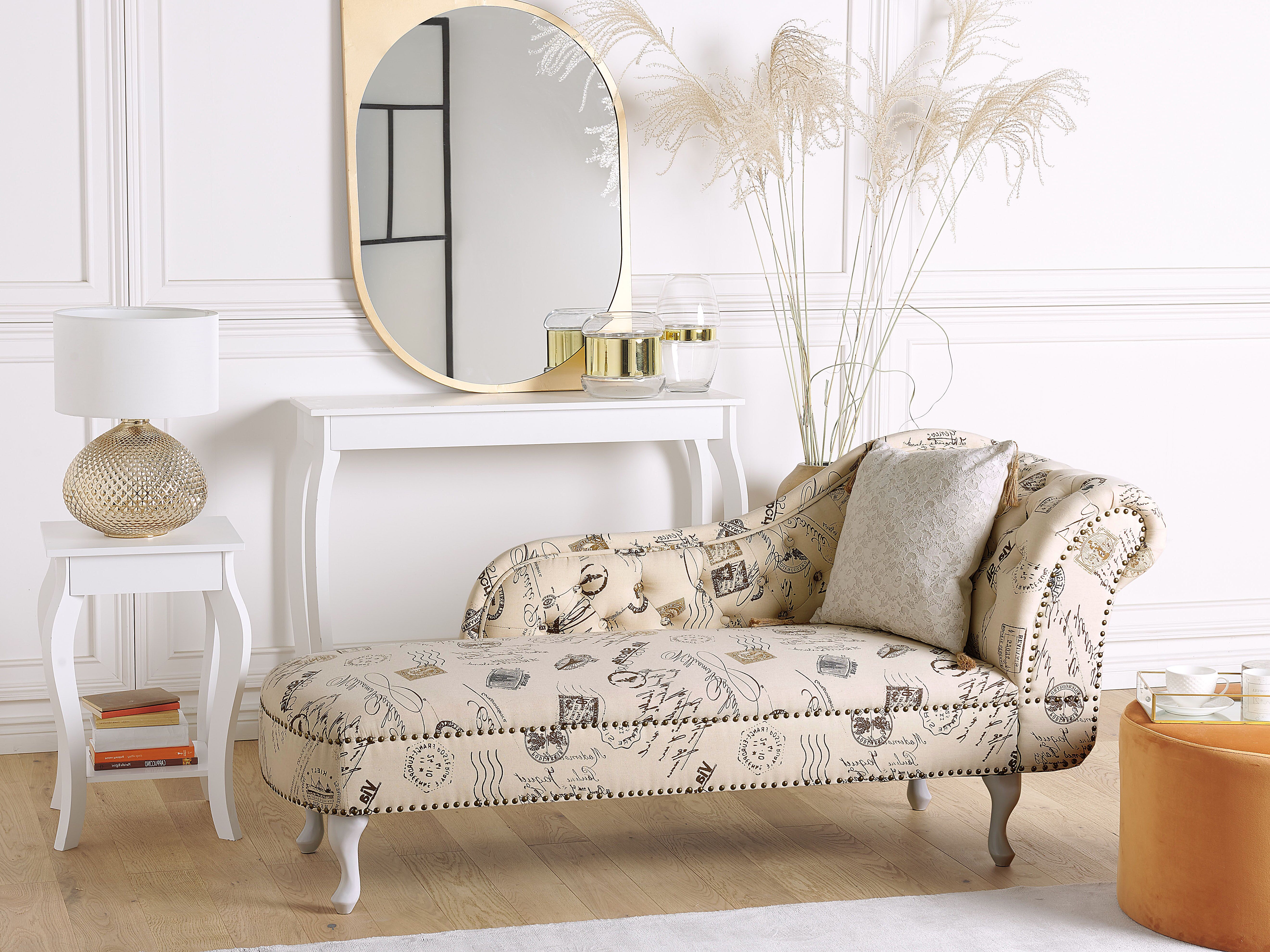 Right-Hand Chaise Lounge NIMES Fabric Beige