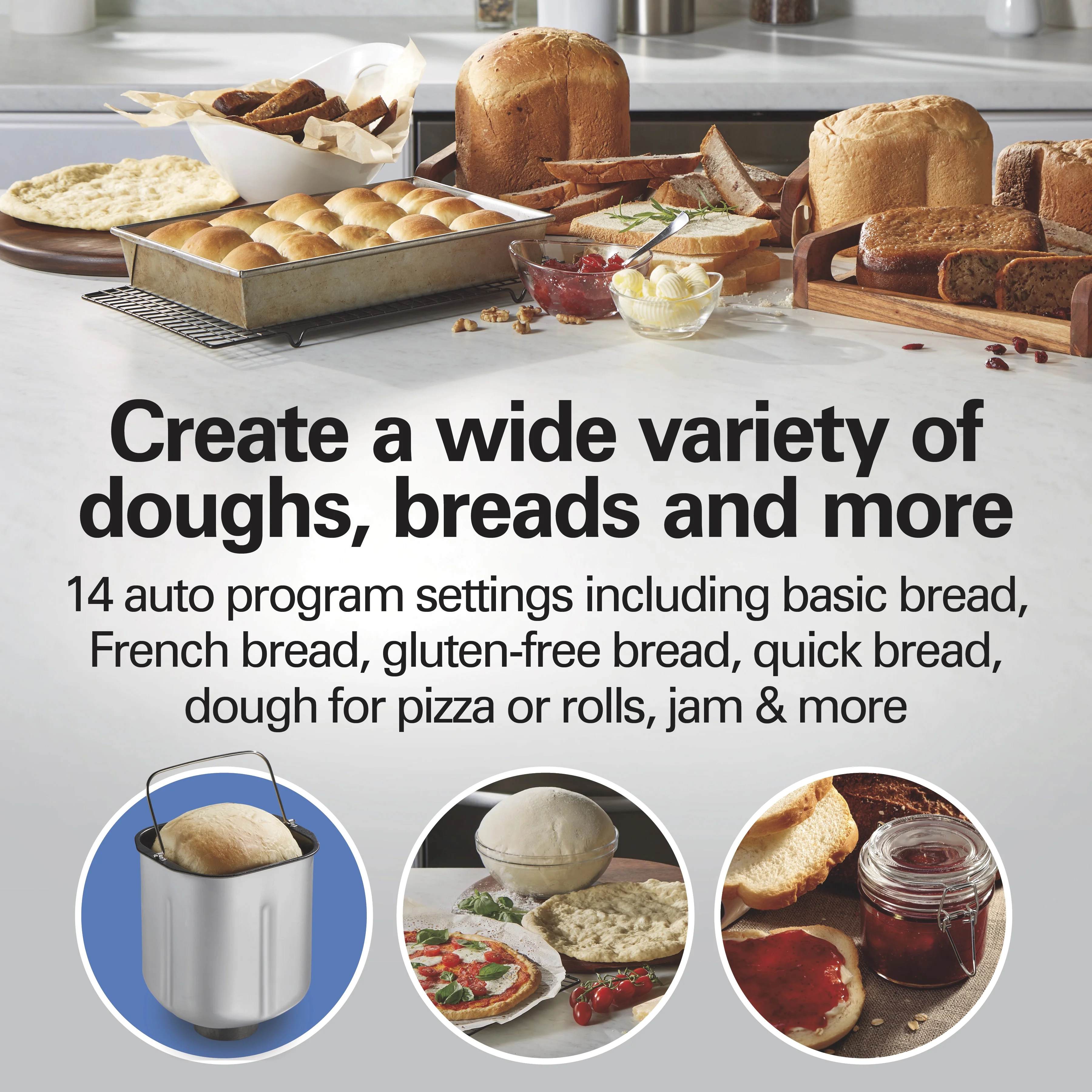 Hamilton Beach 2 lb Bread Maker Machine, Artisan Dough Bread Maker with 14 Settings, Black & Stainless Steel - Image 4