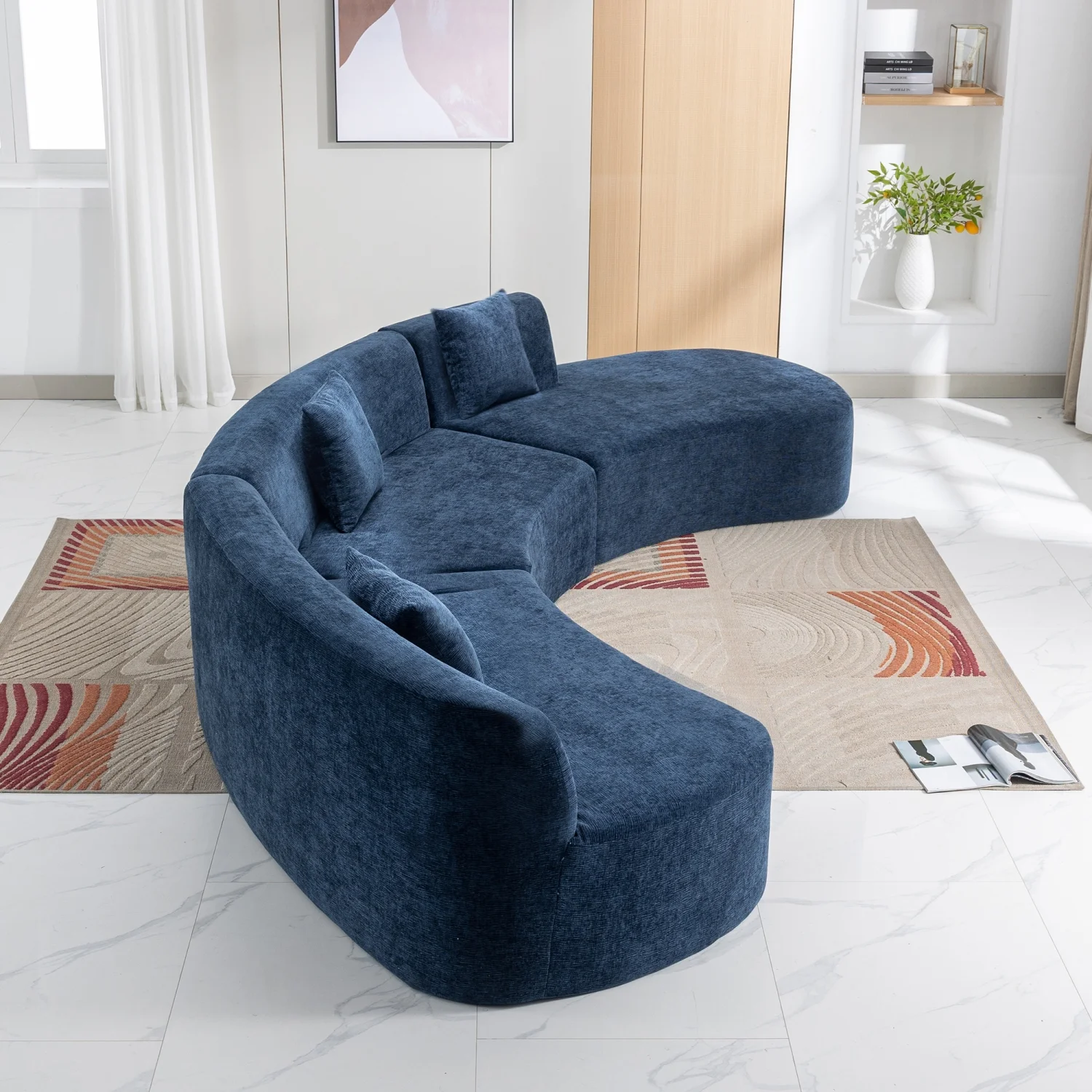 Harper & Bright Designs Modern Curved Floor Sofa Set, Modular Sectional Sponge Couch for Living Room, 2 PC Free Combination No Assembly Foam-Filled Sofa, Beige - Image 68