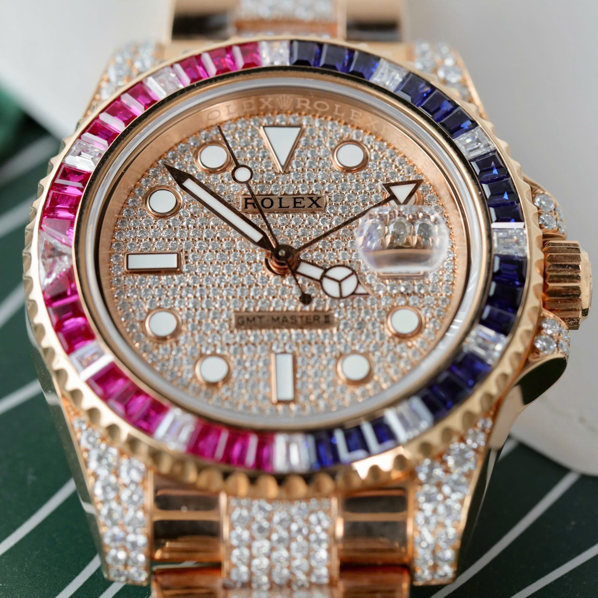 Rolex GMT-Master II 126755 SARU-DIAO Gold Wrapped Moissanite Sapphire Replica Watch 40mm - Top club