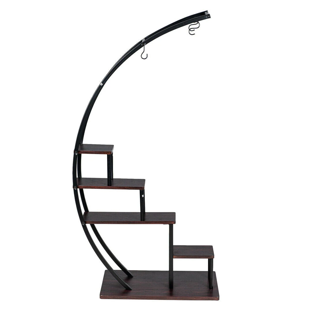 5 Tier Metal Plant Stand Indoor Curved Circular Display Book Shelf Storage - Image 13