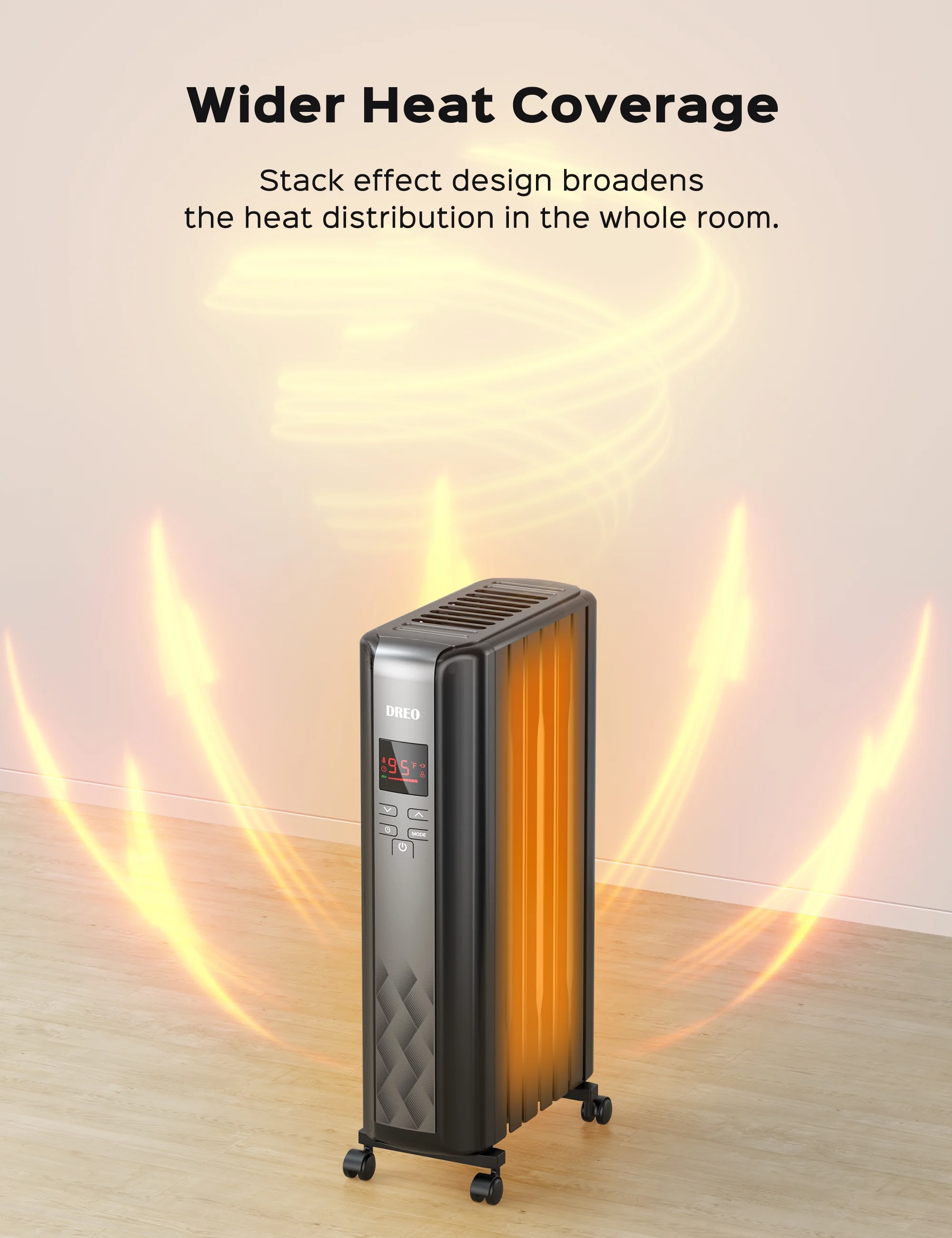 Dreo Oil Filled Radiator, Electric Radiant Heaters for indoor use Large Room with Remote Control, Child Lock, 4 Modes, Overheat & Tip-Over Protection, 24h Timer, Digital Thermostat, Quiet, 1500W - Image 14