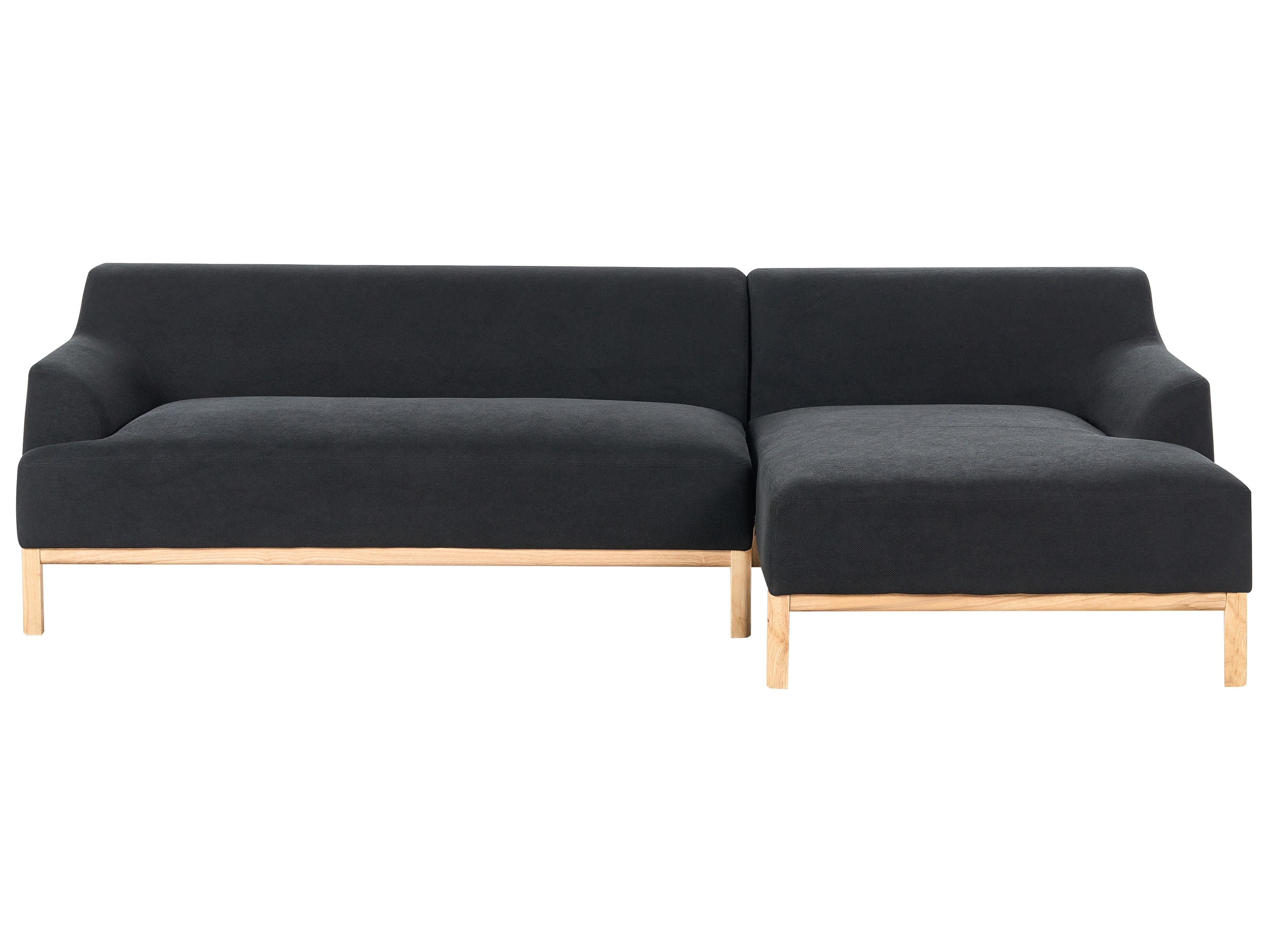 Corner Sofa 3 Seater SOSJO Fabric Black Left Hand