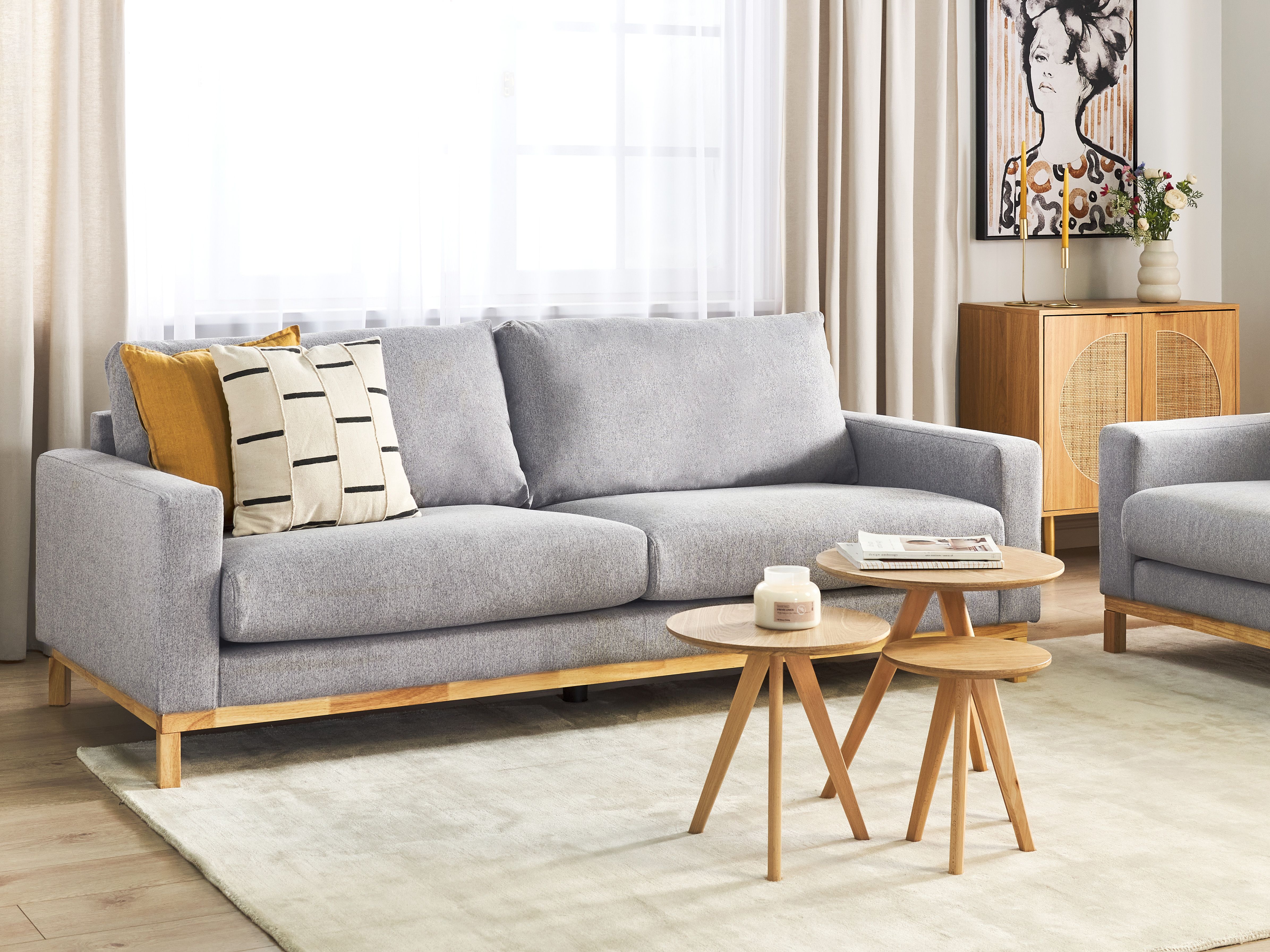 Sofa 3 Seater SIGGARD Fabric Grey