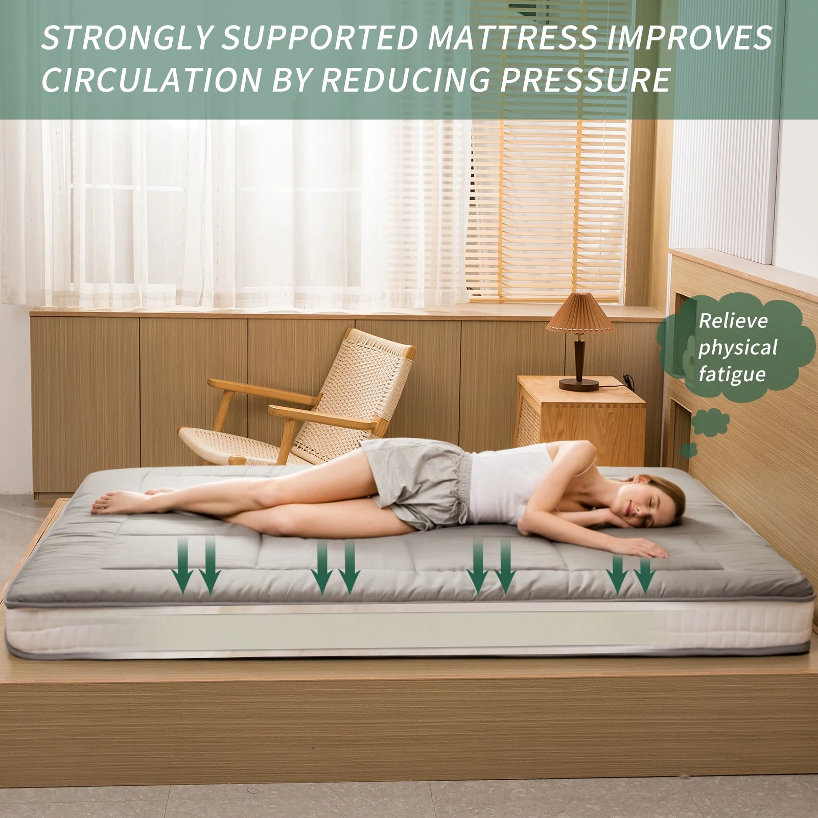 Futon Mattress, Padded Japanese Floor Mattress Quilted Bed Mattress Topper, Extra Thick Folding Sleeping Pad, Dark Grey, Twin - Image 18