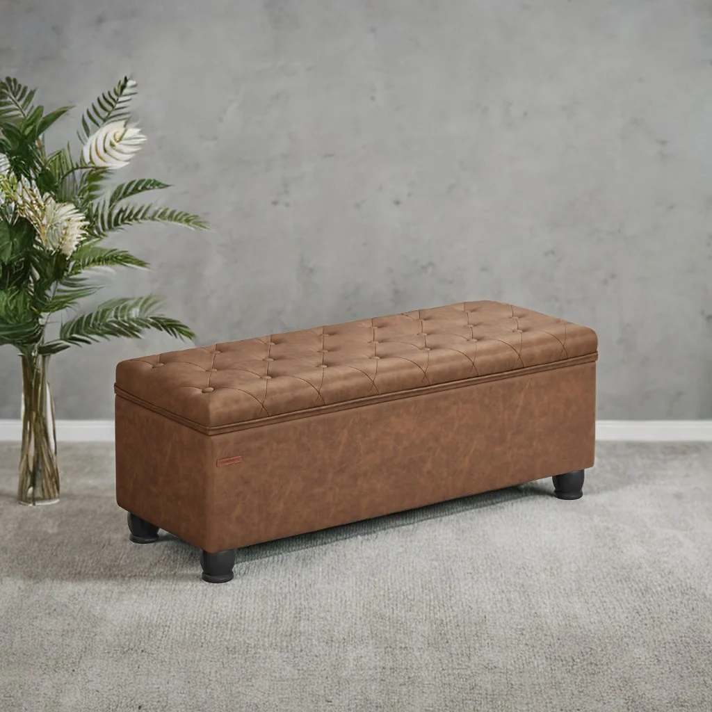 SONGMICS 46.5" Storage Ottoman Bench Storage Bench Bedroom Bench 330lb Load Capacity Solid Wood Legs Light Gray - Image 58