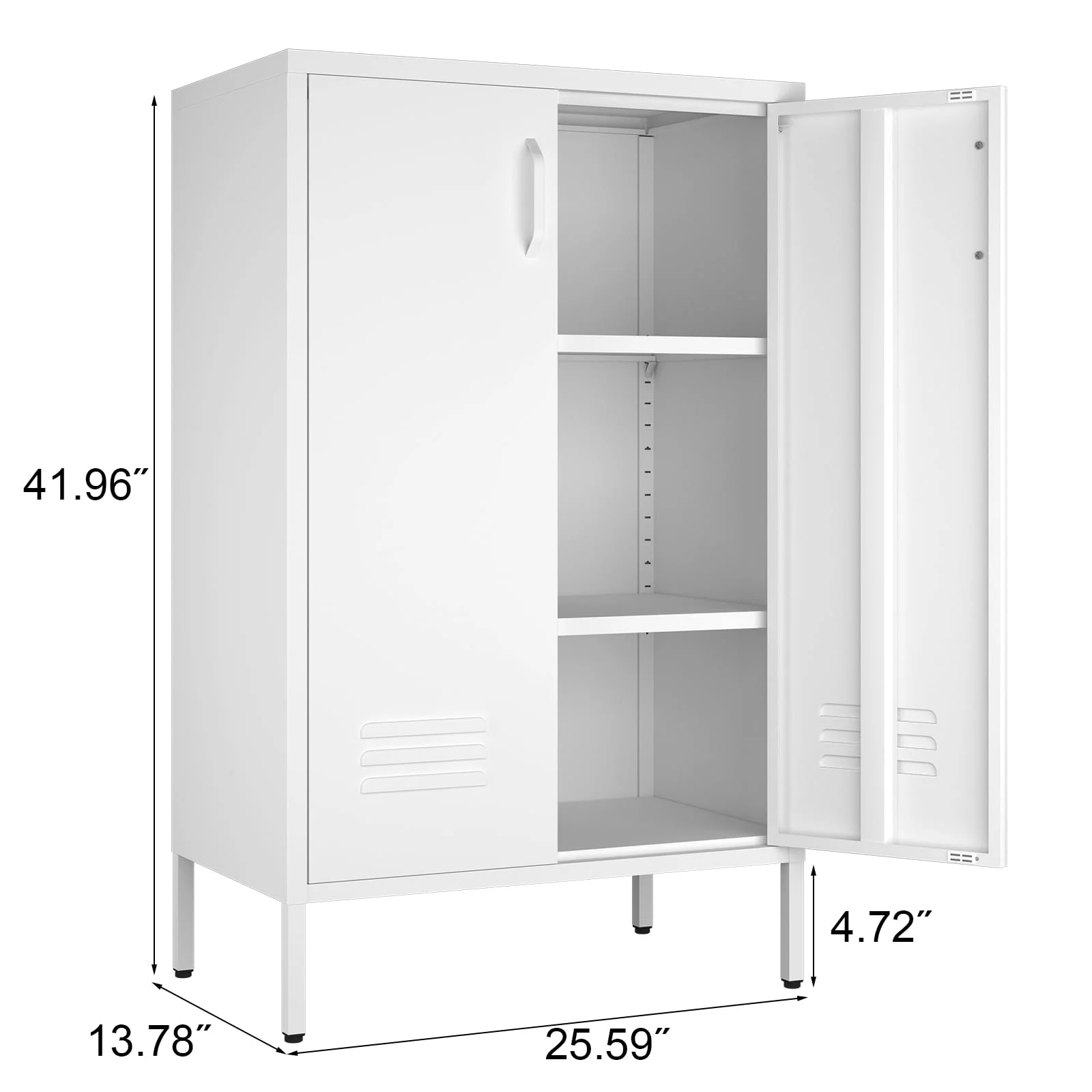 Marcree Green Metal Cabinet,2 Door Accent Cabinet,Metal Locker Cabinet with Legs,Sideboard Cabinet with Adjustable Shelves,Locker Storage Cabinet for Living Room,Entryway - Image 17