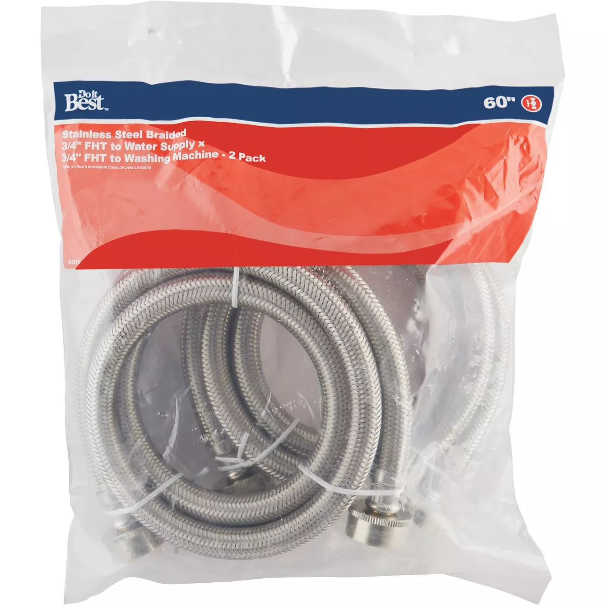 ProLine 3/4 In. FHT x 3/4 In. FHT x 60 In. Braided Stainless Steel Washing Machine Connector - Dual Pack