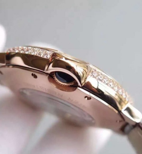 Replica Cartier Ballon Bleu Tourbillon RG Diamond Bezel Brown Leather Strap - Top club