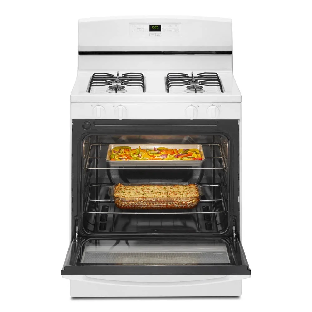 Brand New Amana® AGR6303MMW Gas Range with Bake Assist Temps, Dimensions 46