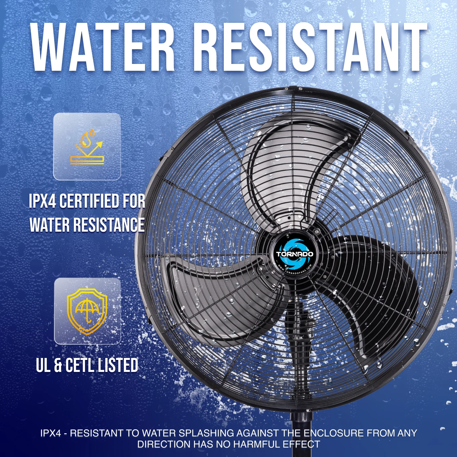 Tornado - 20 Inch High Velocity Metal Oscillating Pedestal Fan - Commercial, Industrial Use Water-Resistant - Image 6