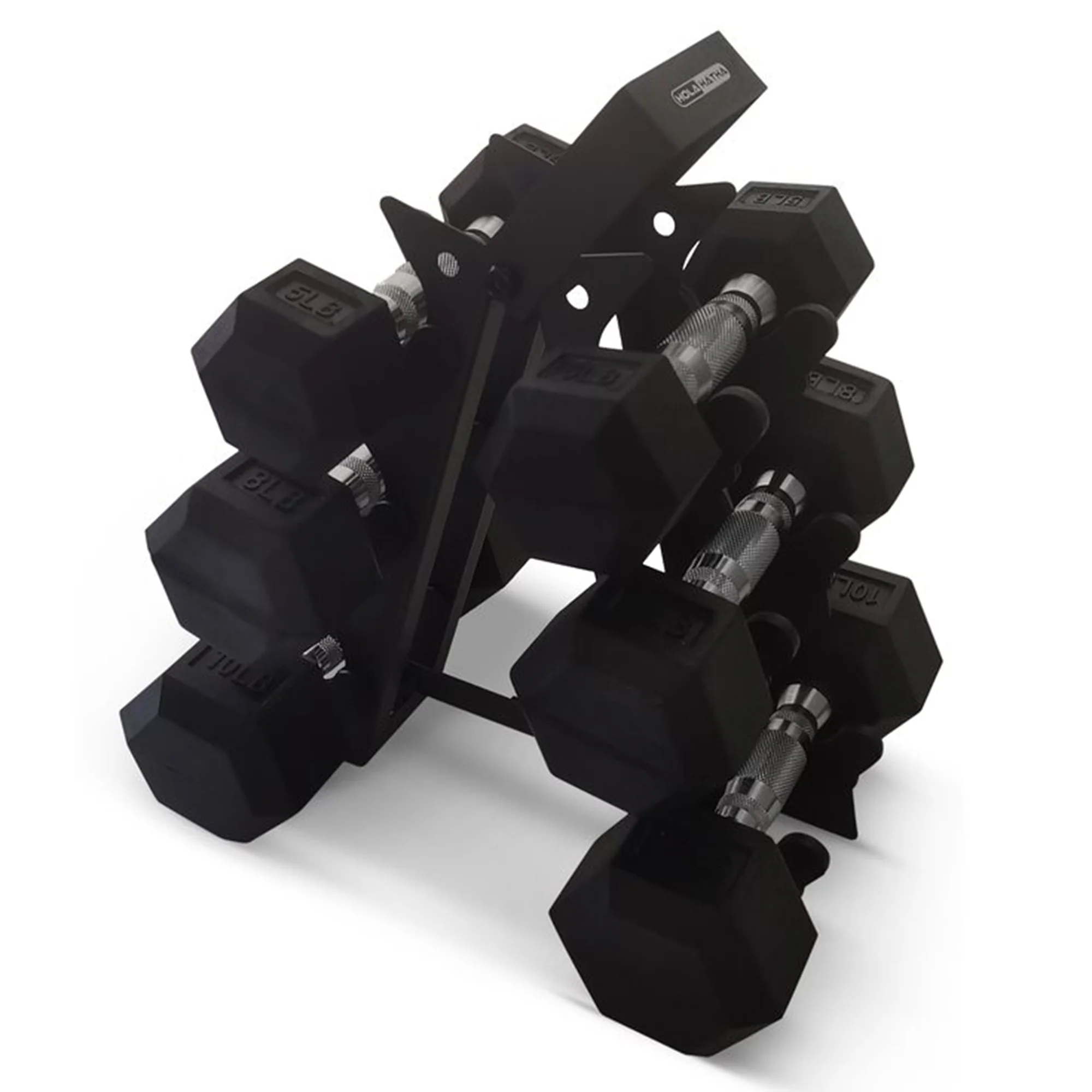 HolaHatha Hex Dumbbell with Rack, 5/10/15/20/25 lb (Black) - Image 23