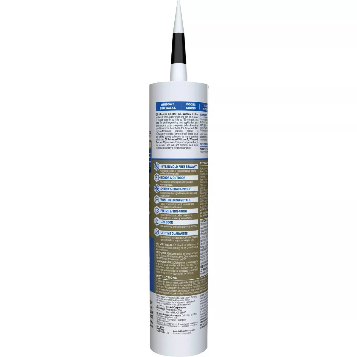 GE Advanced Silicone Window & Door Sealant, Black, 10.1 Oz. Cartridge