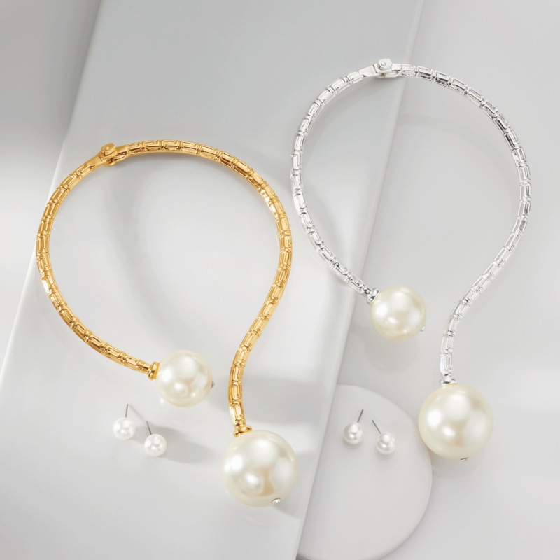 Double Faux-Pearl Drop Collar & Earring Set - MIDNIGHT VELVET CATALOG