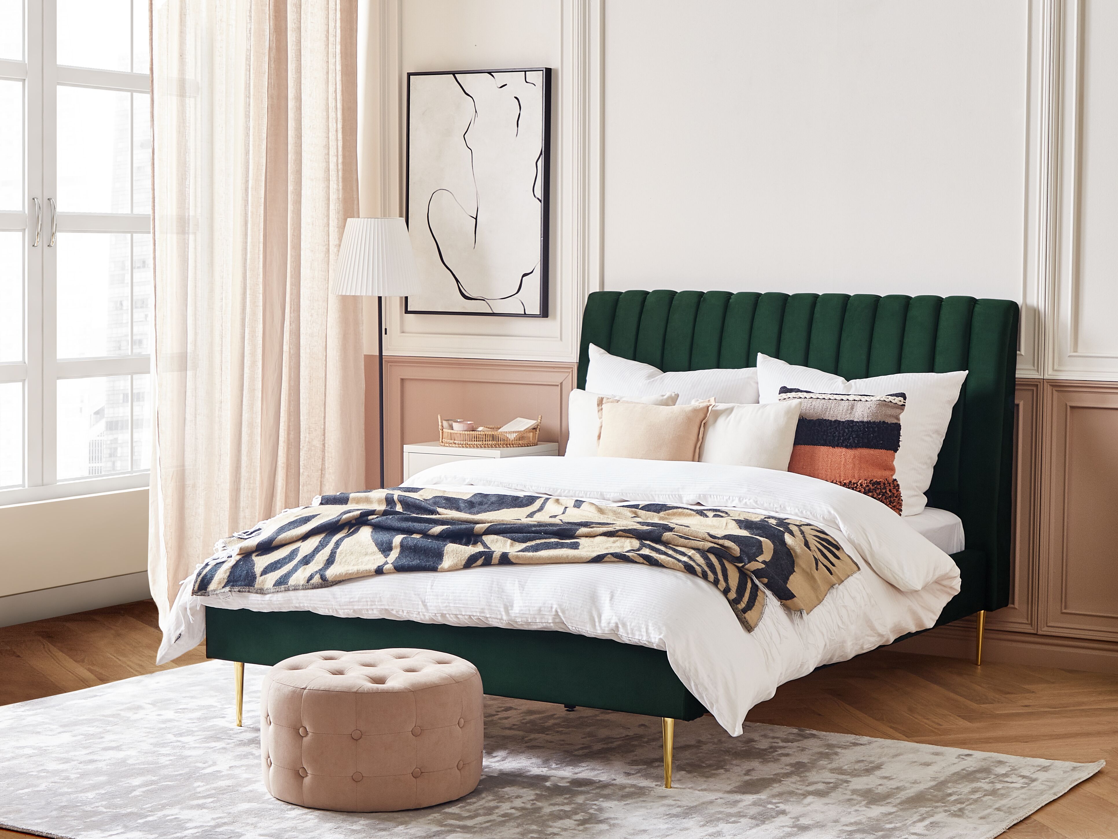 Bed Velvet MARVILLE 140 x 200 cm (EU Double) Emerald Green