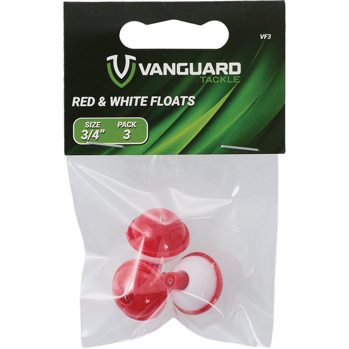 Vanguard 3/4 In. Red & White Push-Button Fishing Bobber Float (3-Pack)