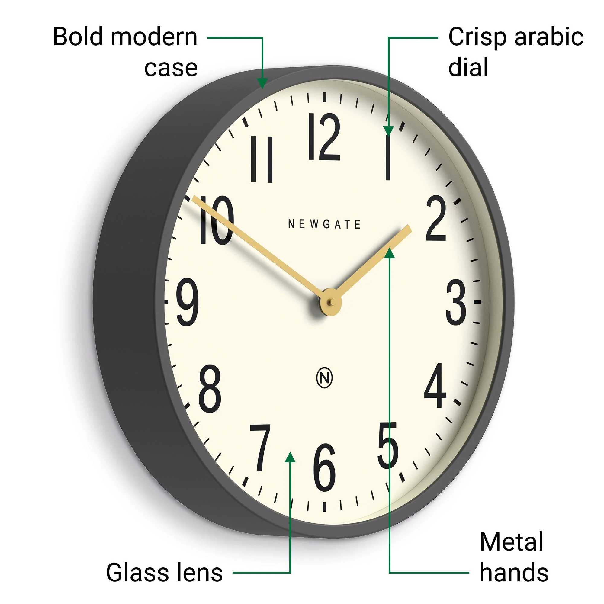 Newgate Mr Edwards wall clock in grey