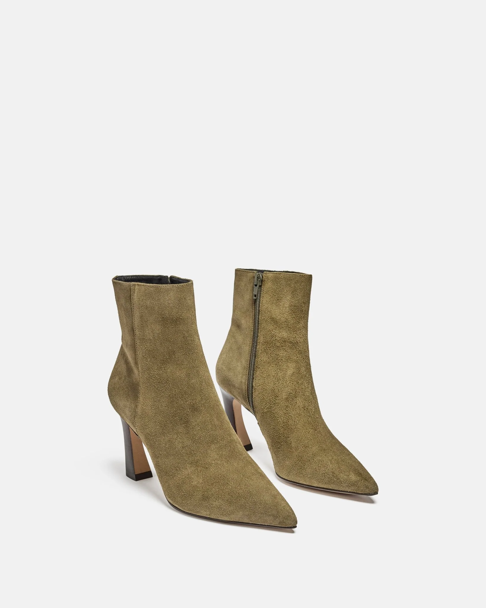 BOTTINES AMAYA/VEL - En cuir velours à talons kaki
