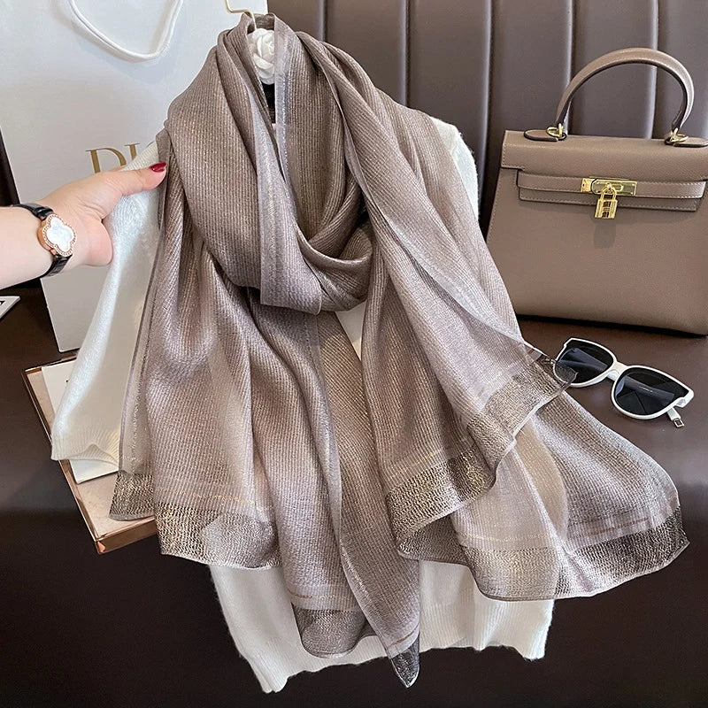 Luxe Zijde-Wollen Sjaal Dames - Warme Winter Wrap Met Bloemenprint