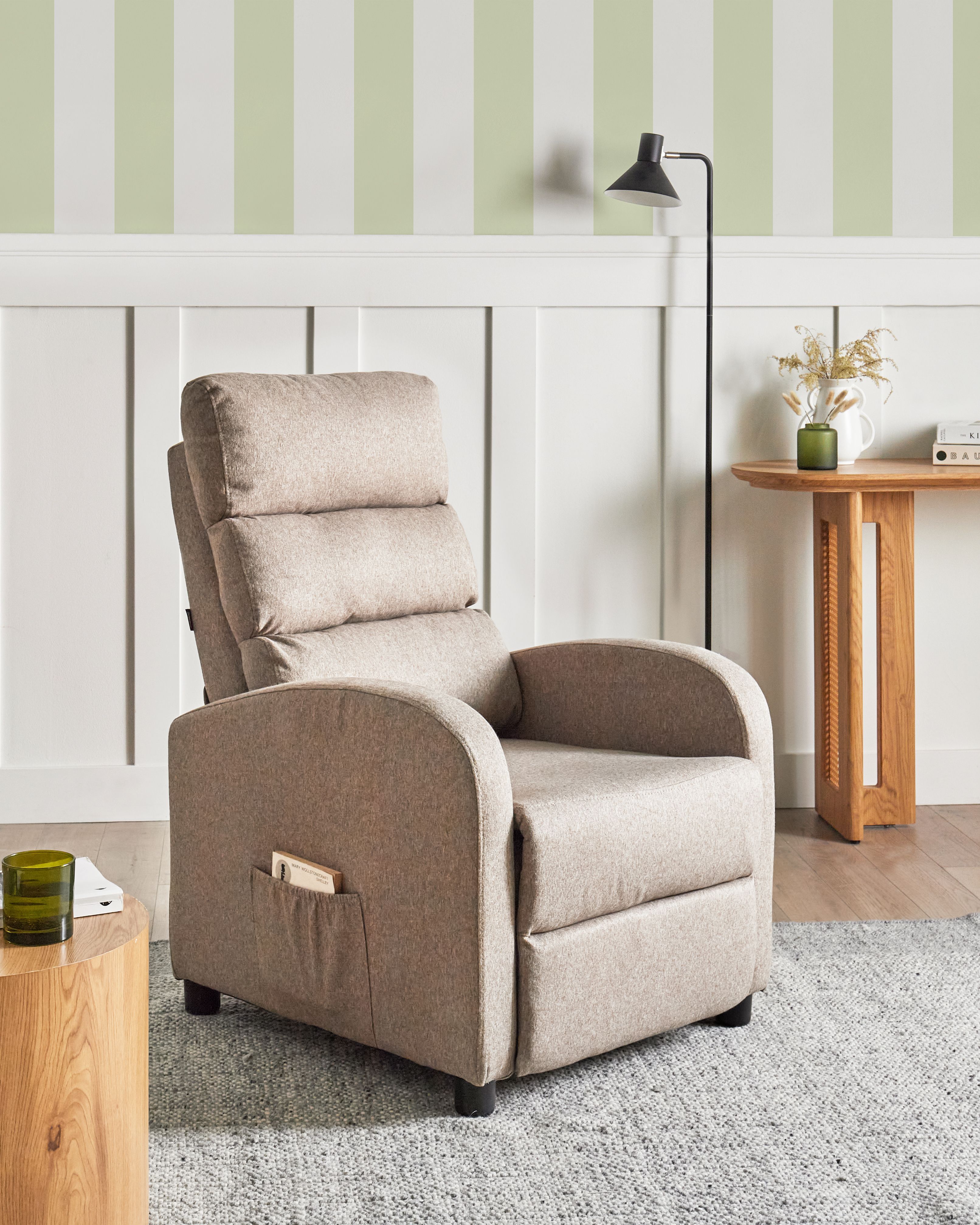 Recliner Chair OTUS with Footrest Fabric Taupe
