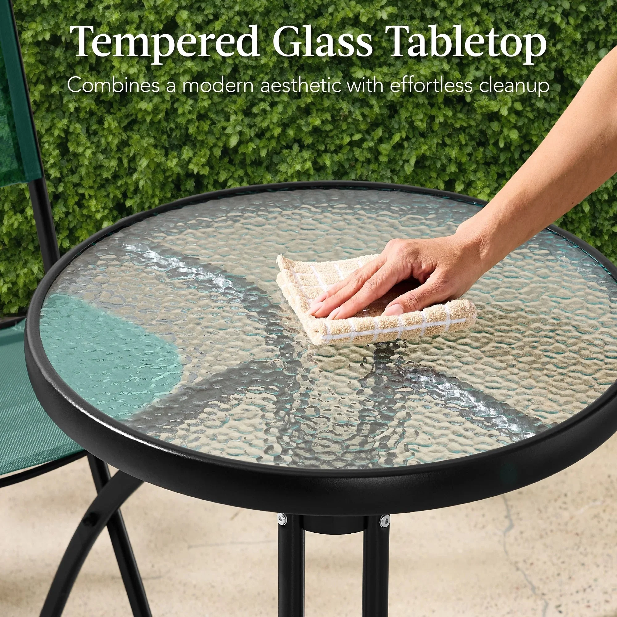 Best Choice Products 3-Piece Patio Bistro Dining Set With Glass Tabletop And Folding Chairs - Gray - Image 97 Best Choice Products 3-Piece Patio Bistro Dining Set With Glass Tabletop And Folding Chairs - Gray - Image 97