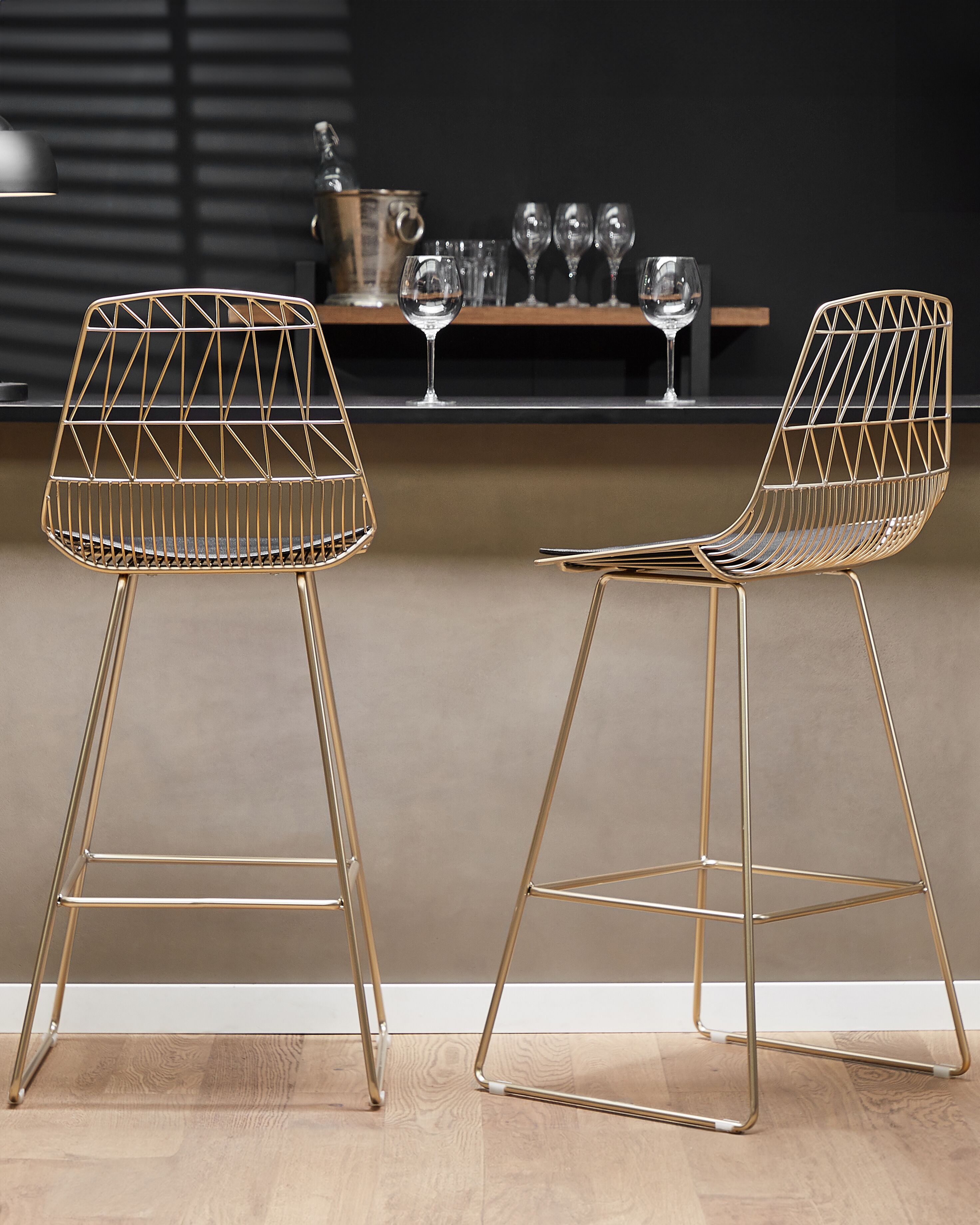Set of 2 Bar Chairs PRESTON Metal Gold