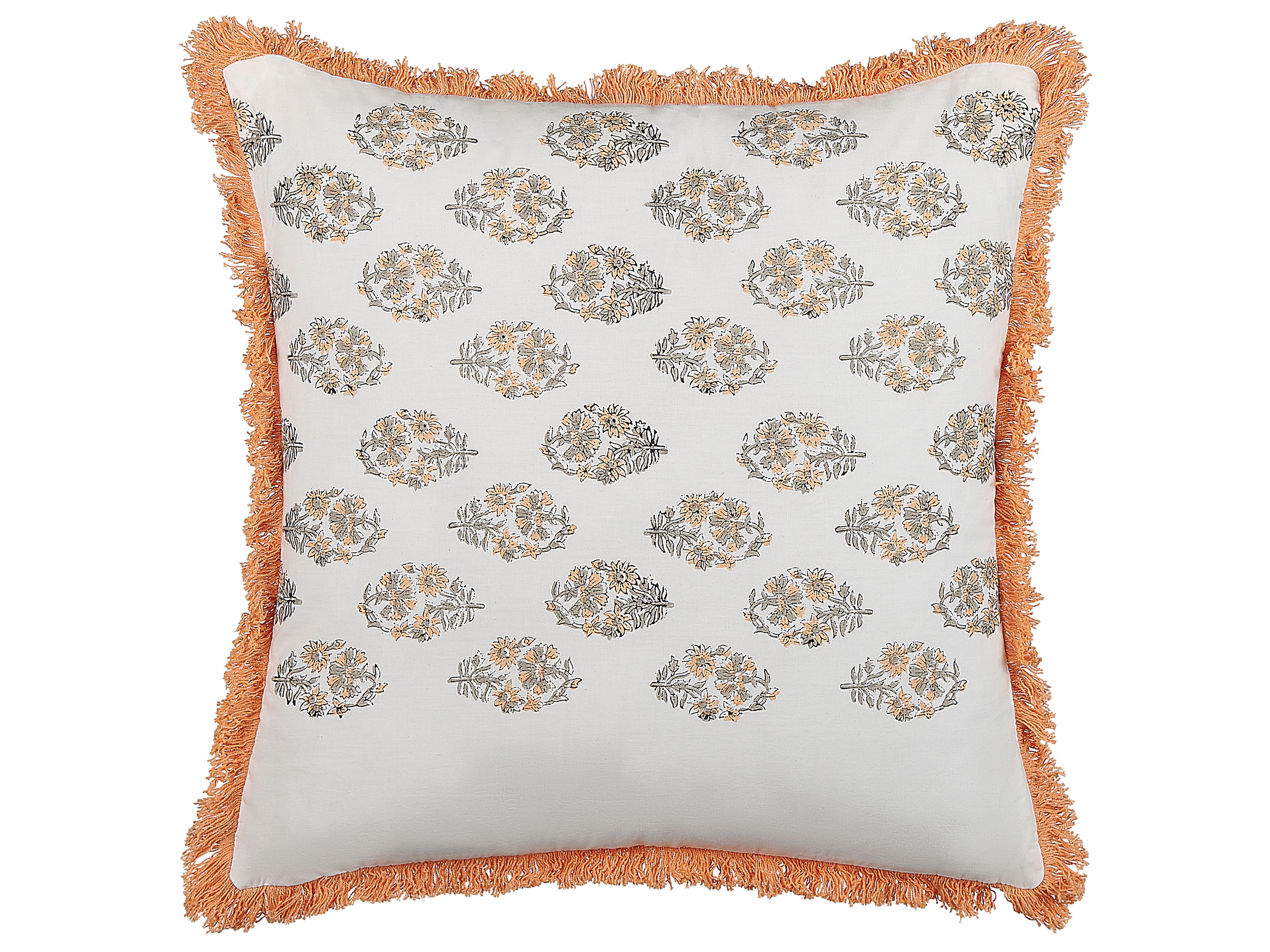 Throw Cushion SATIVUS Cotton 45 x 45 cm Orange Floral Pattern