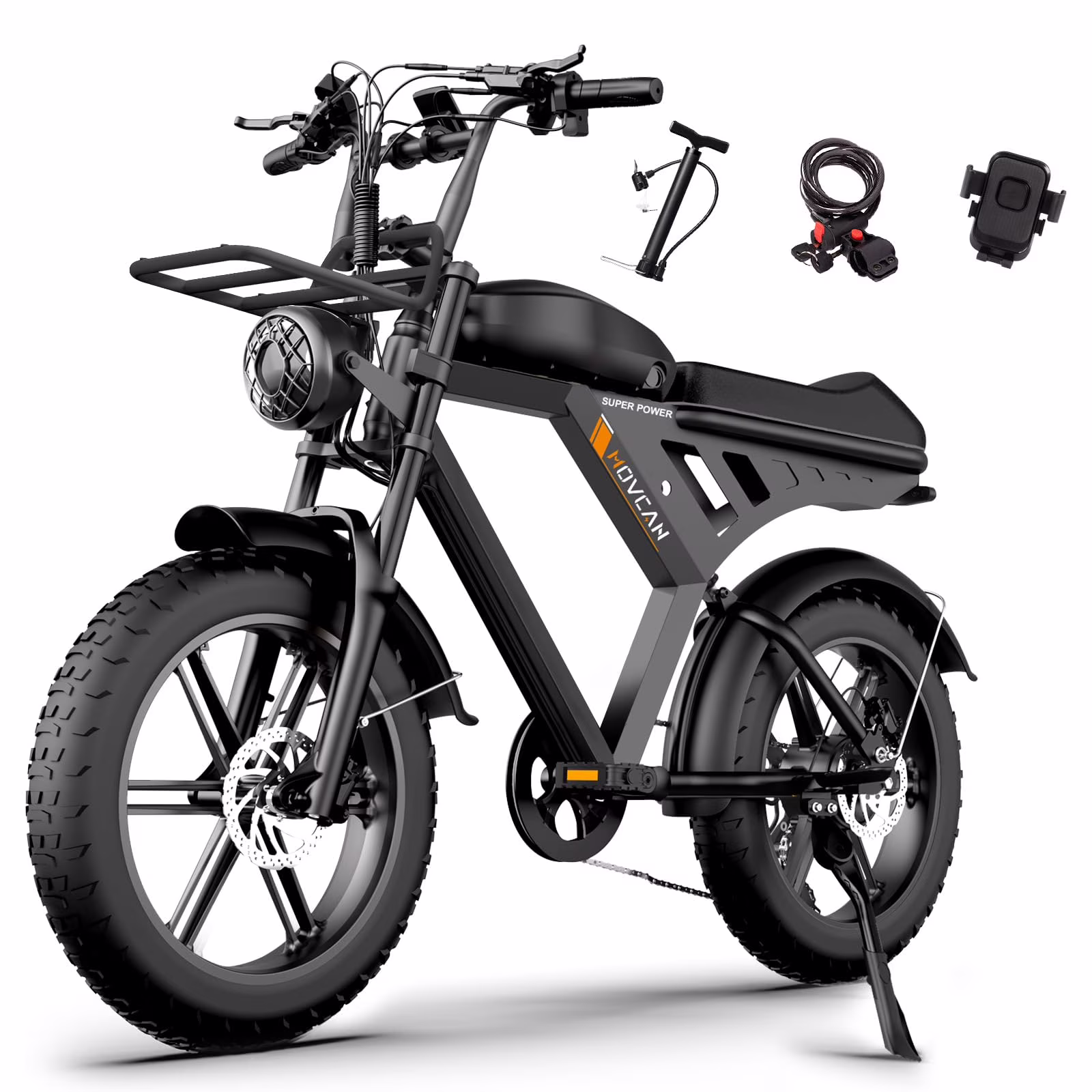 Movcan V30 Electric Bike for Adult, 1000W 20" Fat Tire 48V 15.6AH Removable Battery, 28MPH 7 - Speed Disc Brake Off