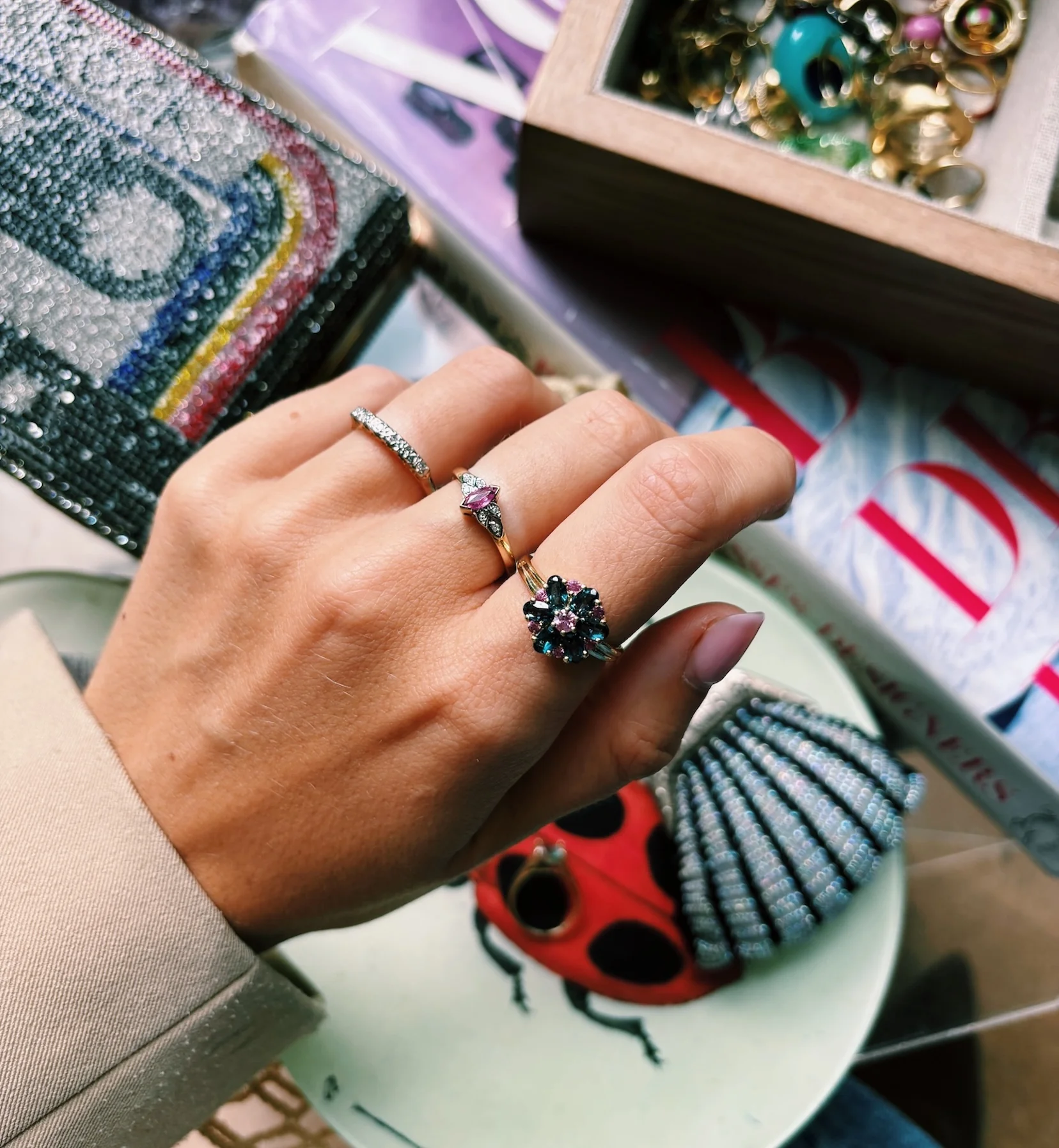Vintage Diamond Timeless Flame Ring 9K