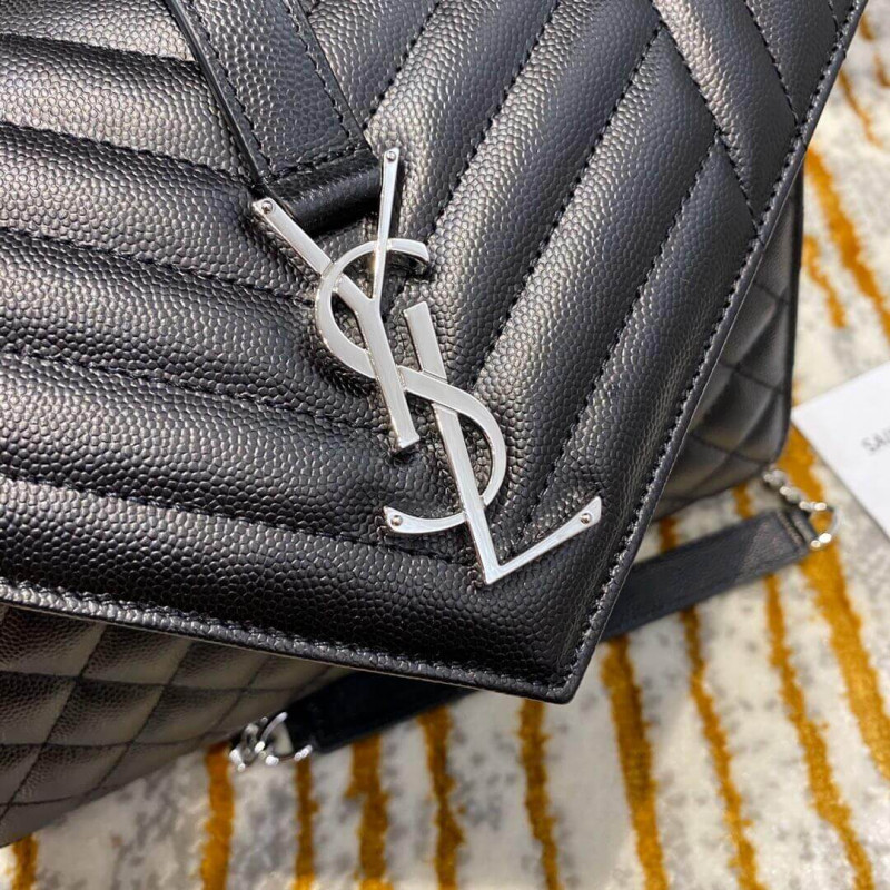Replica Saint Laurent Grain Leather Envelope Medium Bag 487206 Black1:1High-quality replica
