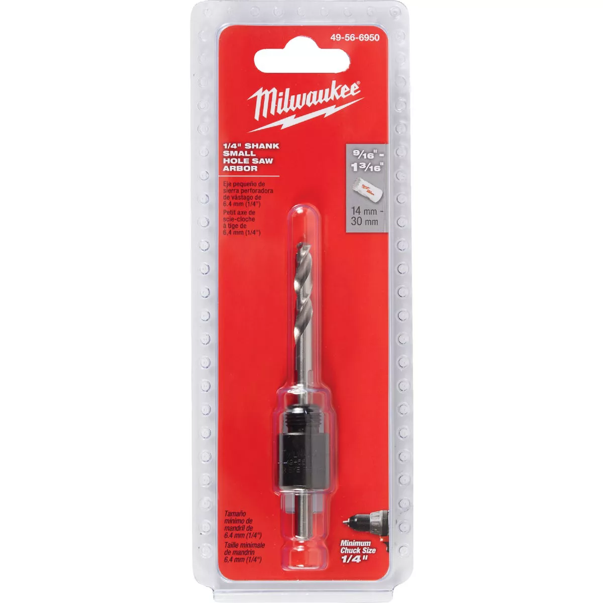 Milwaukee 1/4 In. Round Shank Basic Hole Saw Mandrel Fits Hole Saws up to 1-3/16 In.
