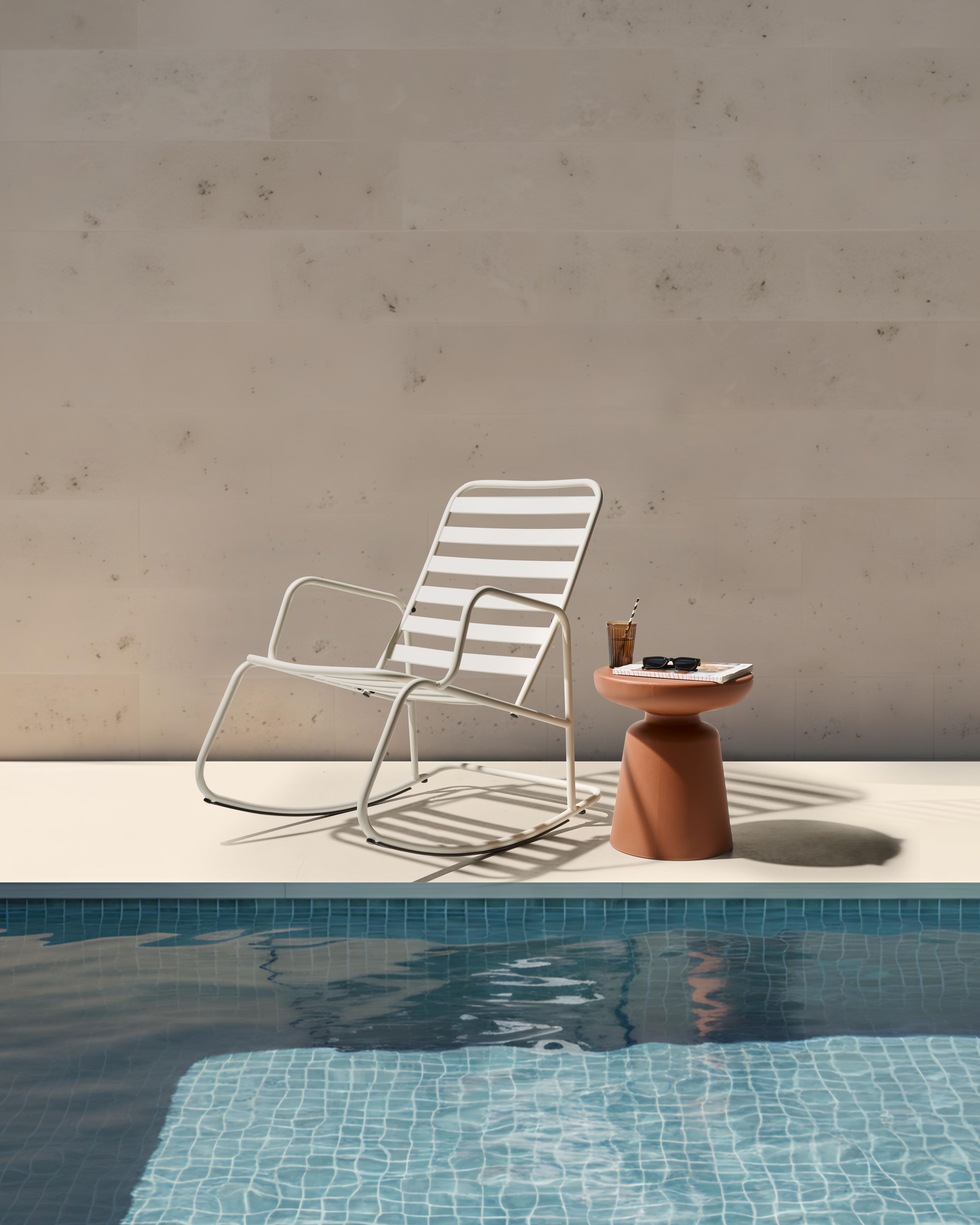Garden Rocking Chair TURI Metal Off-White