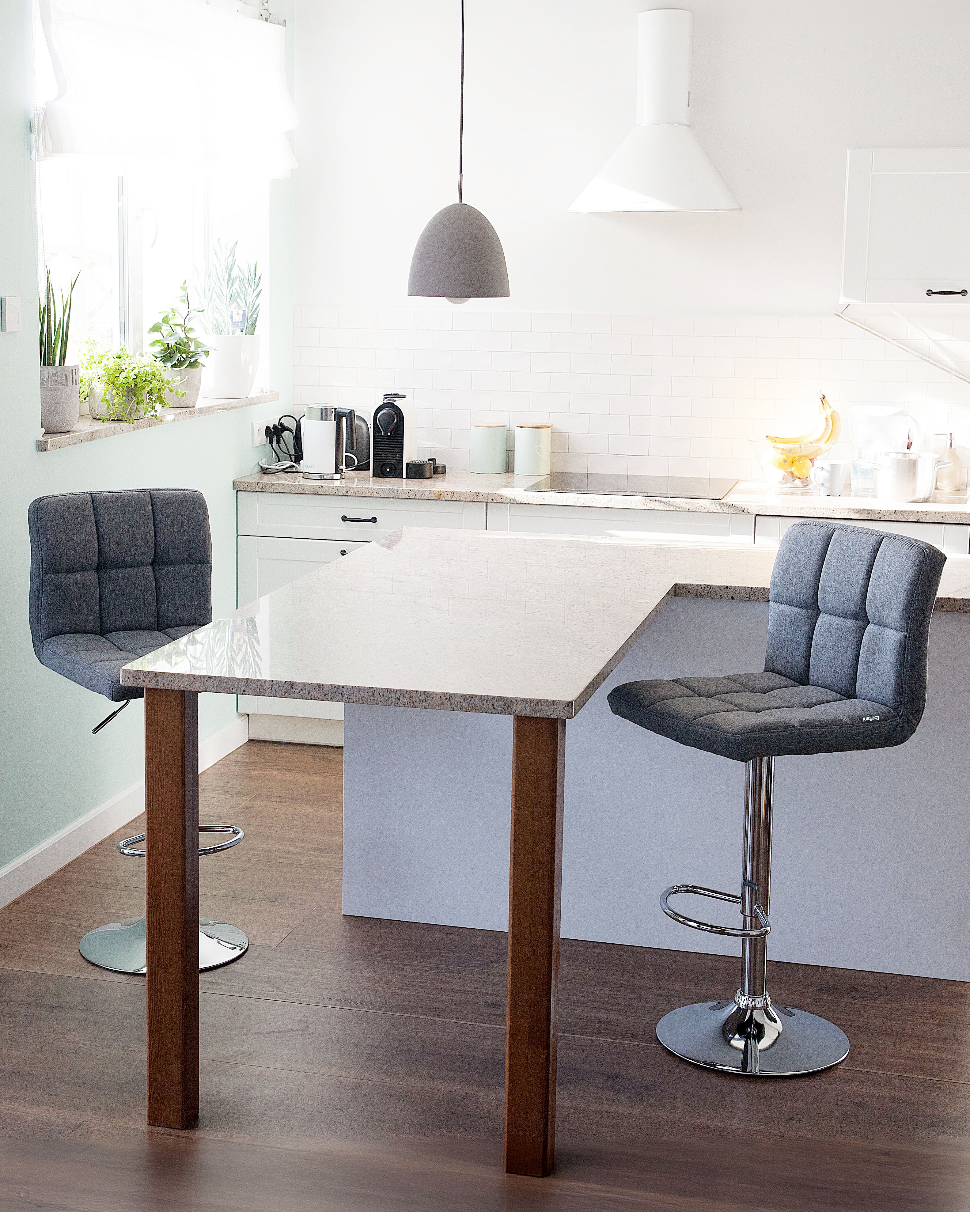 Set of 2 Bar Chairs MARION Swivel Light Grey