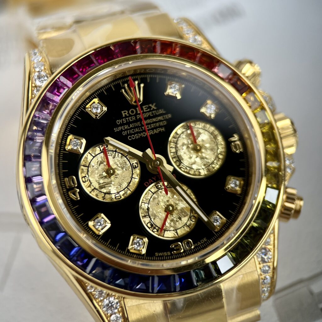Rolex Best Replica Watch Daytona Rainbow Gold Wrapped And Moissanite Diamond Custom 40mm - Top club