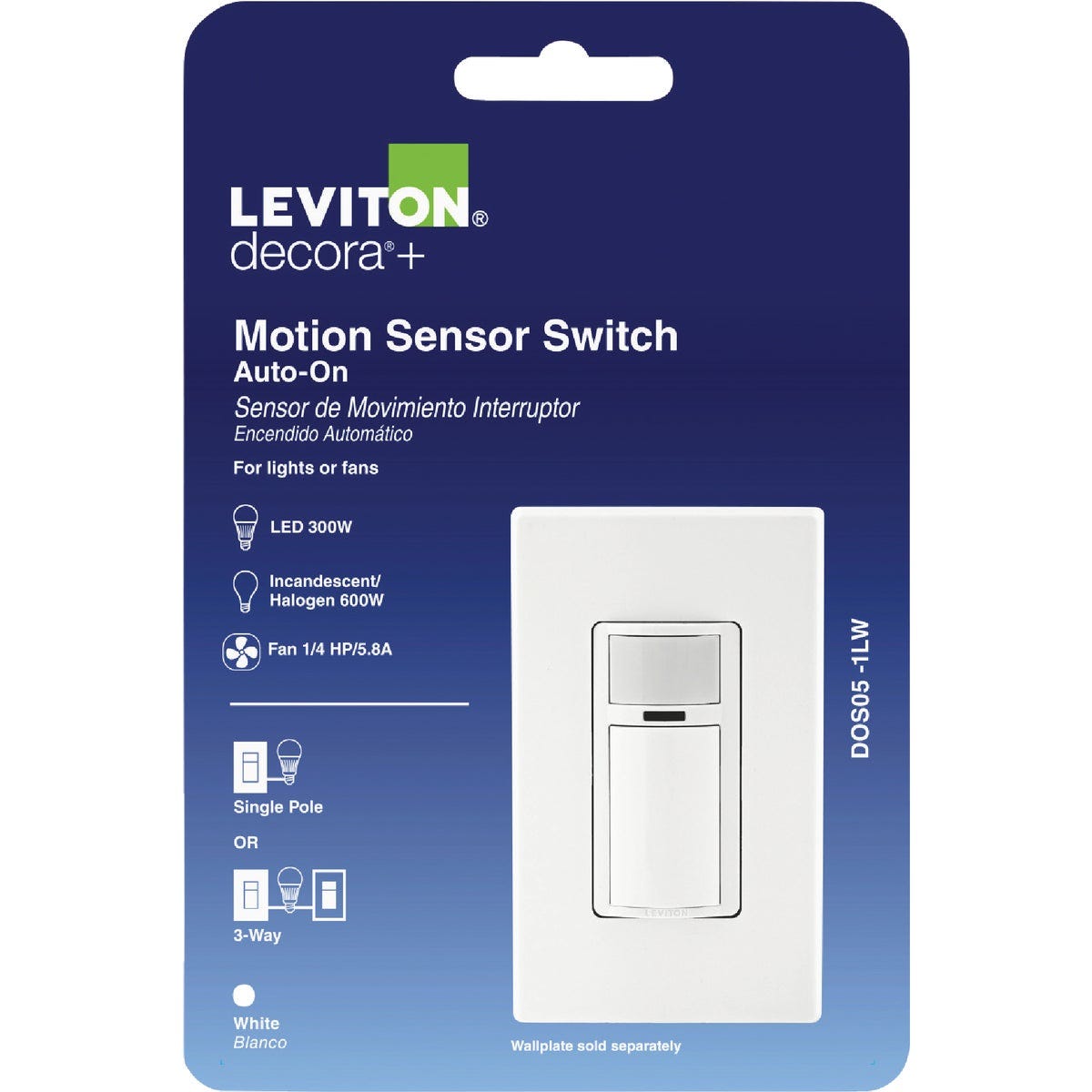 Leviton Decora White 900 Sq. Ft. Coverage 180 Deg. Detection Occupancy Sensor Switch
