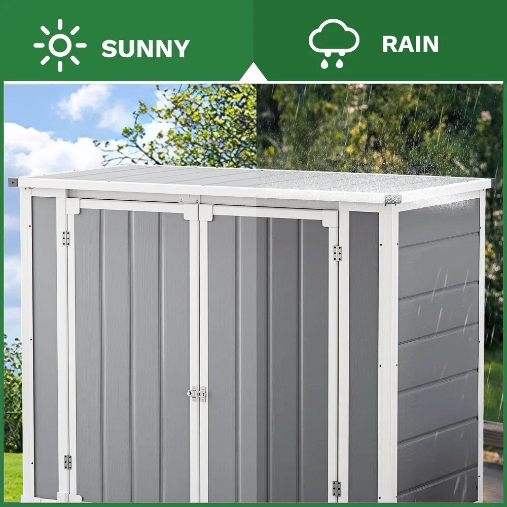 Seizeen Shed and Outdoor Storage, 41 Cu.Ft Small Outdoor Resin Shed with 3 Doors & Floor, 306GAL Deck Box Waterproof Plastic Tool Storage Shed for Cushion Lawn Mower Garbage Cans - Image 4
