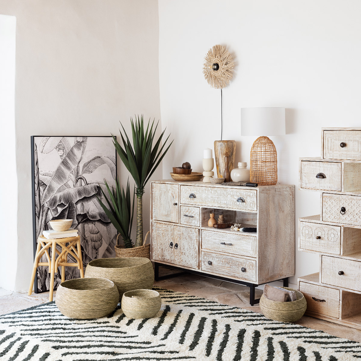 Wall light "Tea" Straw, d.34 cm