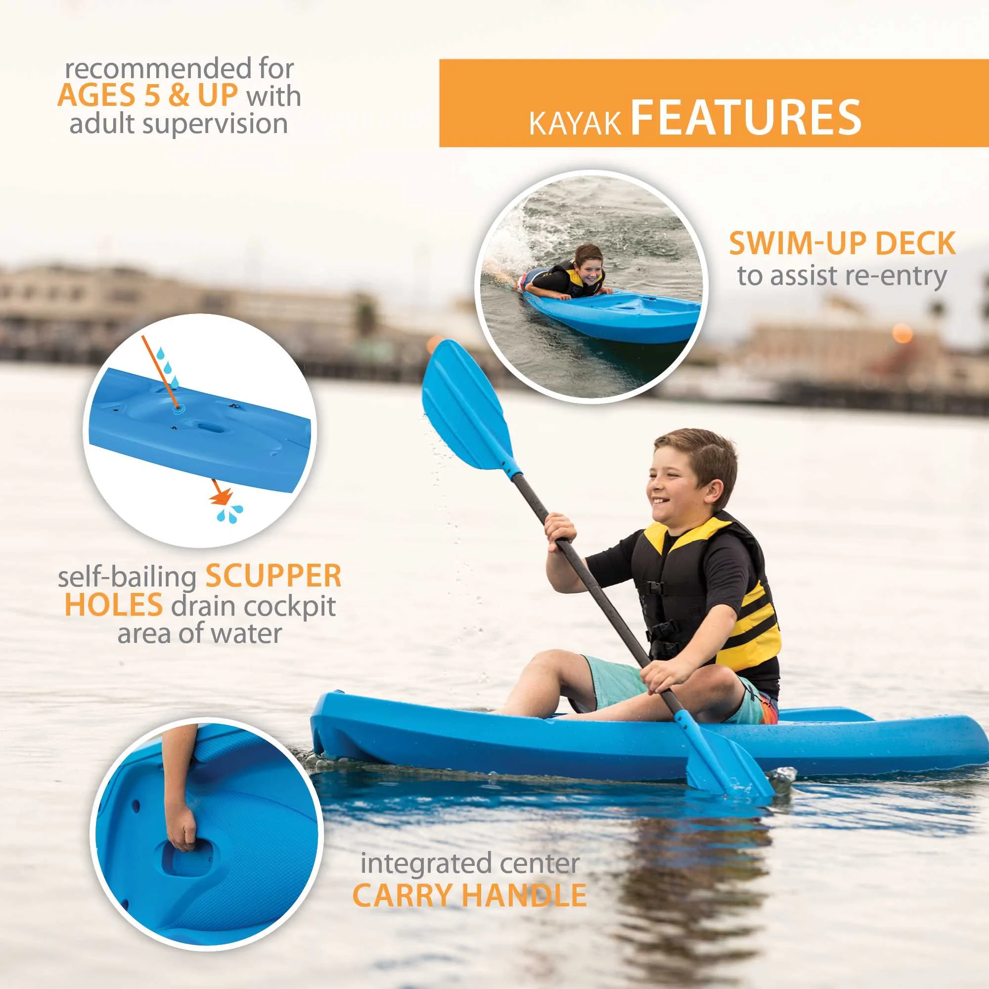 Lifetime Recruit 6.5 ft Youth Sit-on-Top Kayak, Lime Green (90765) - Image 24