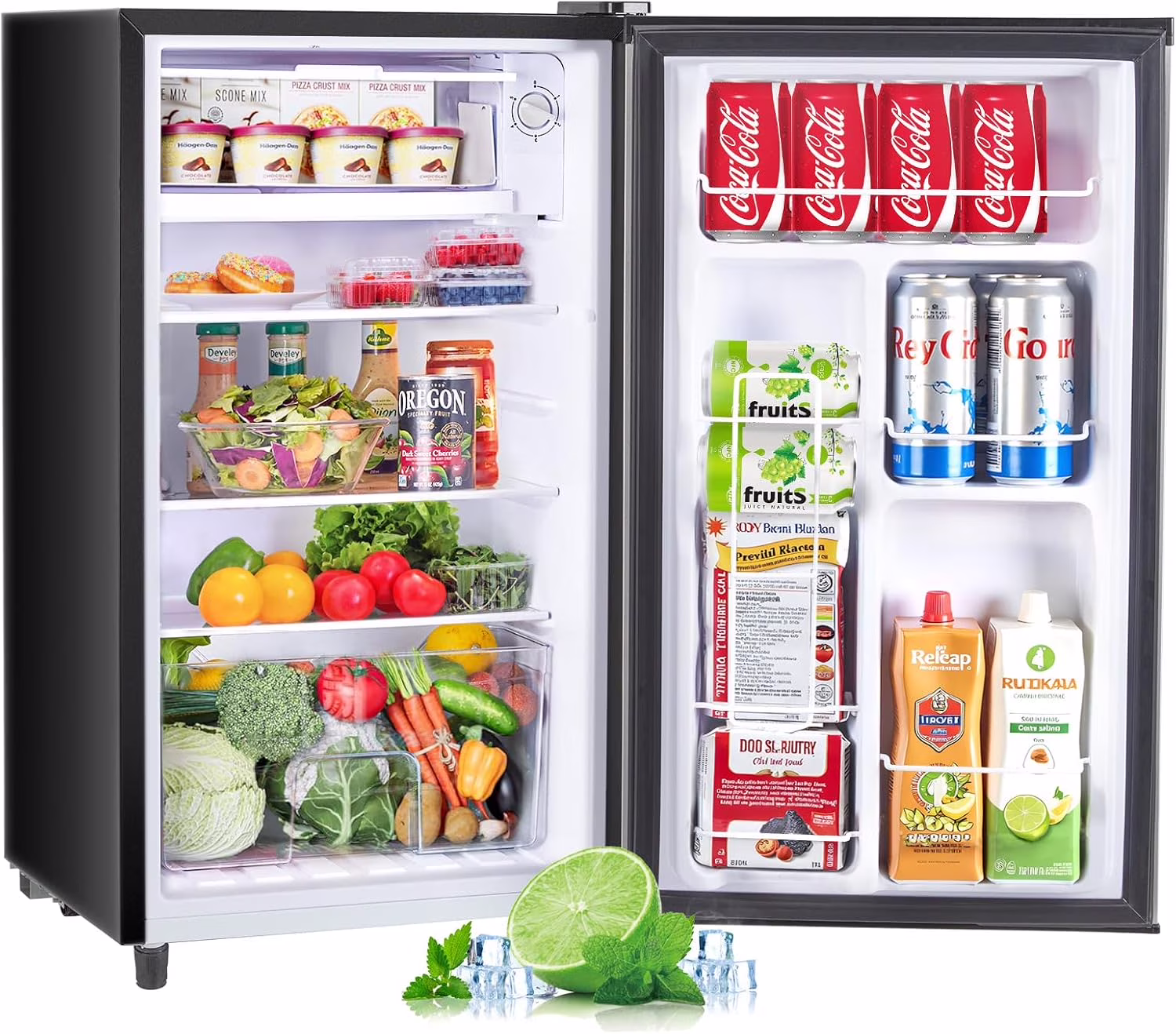 Mini Fridge for Bedroom 3.2 Cu.Ft Small Refrigerator with Freezer for Dorm Office, Compact Single Door Adjustable Thermostat Low Noise,Black - Image 3