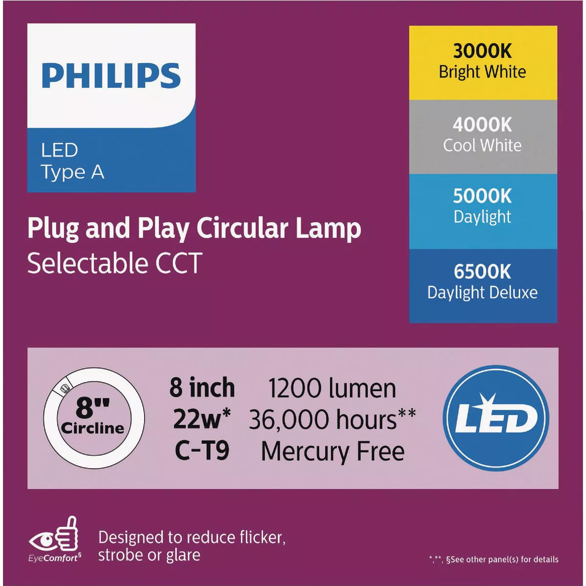 Philips 22W Equivalent 8 In. Multi-CCT C-T9 G10q Base Circline LED Light Bulb
