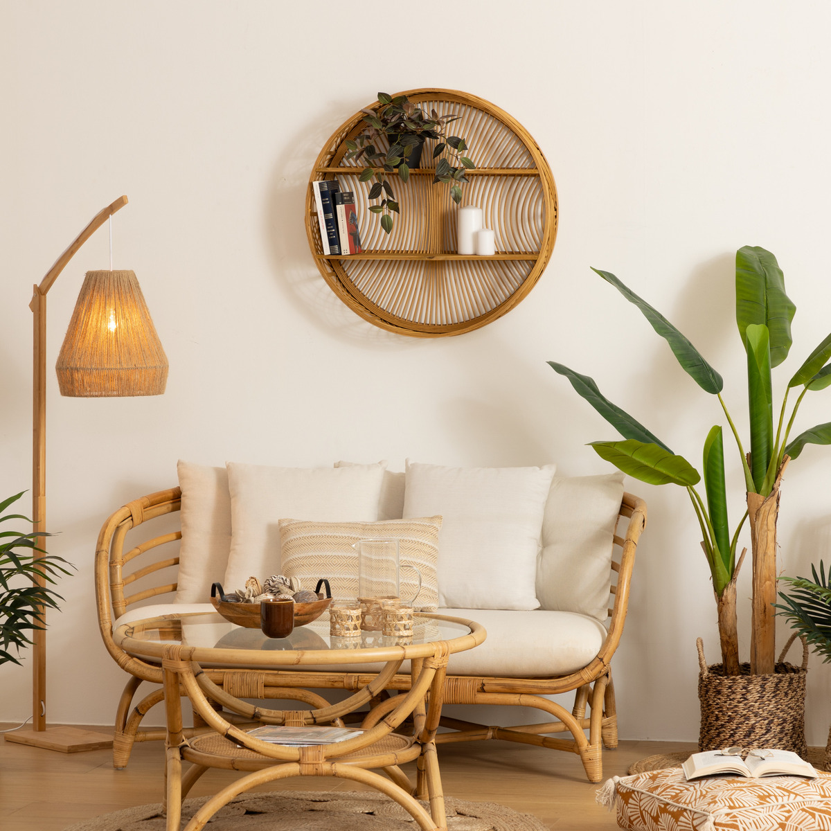 Wall shelf"Inacio" Bamboo, D.70 cm